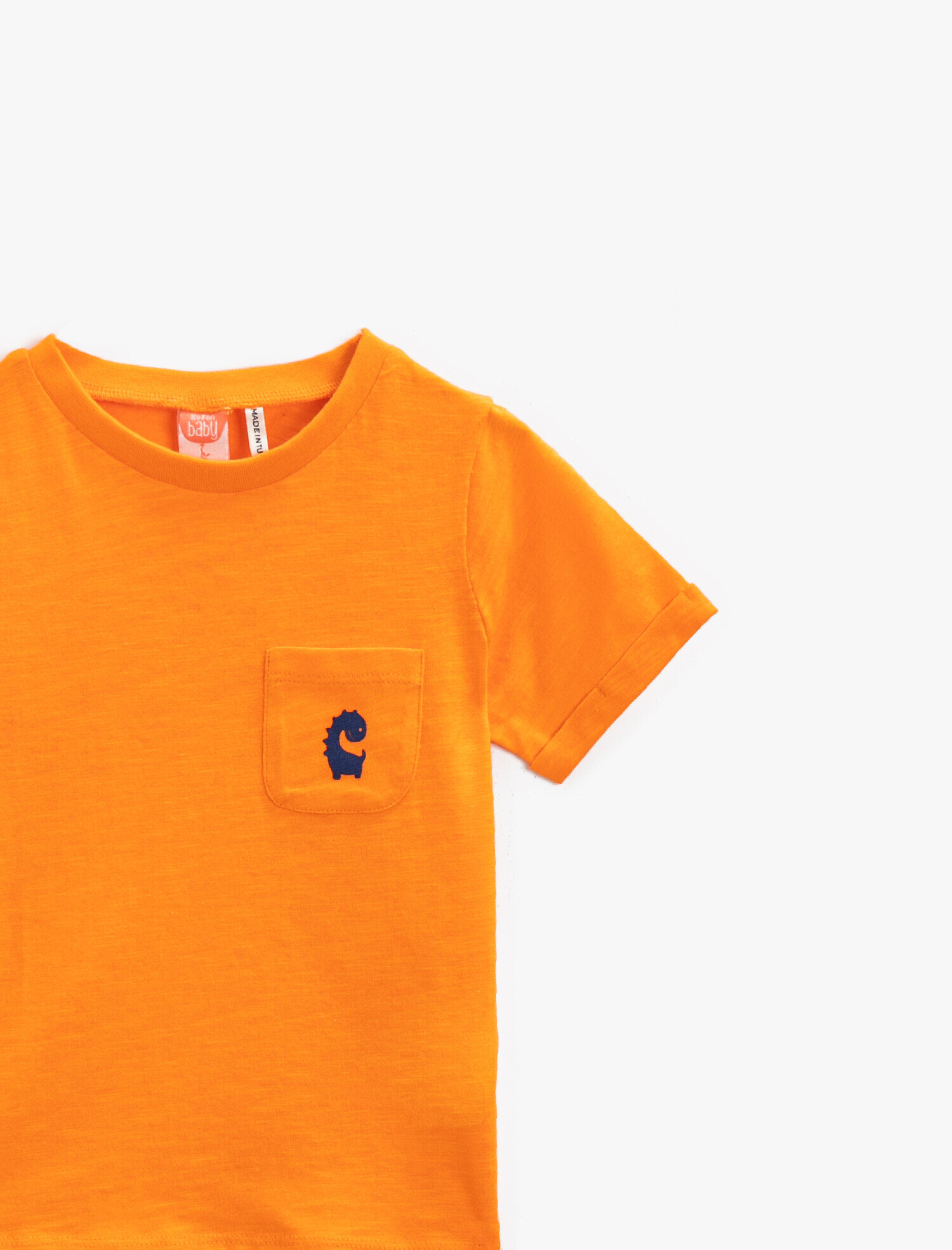 Erkek Bebek Baskılı Tişört Kısa Kollu Bisiklet Yaka Pamuklu Cepli