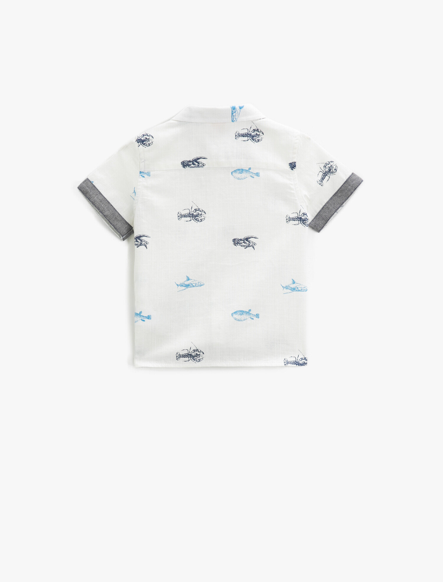 Erkek Bebek Kısa Kollu Gömlek Baskılı Pamuklu