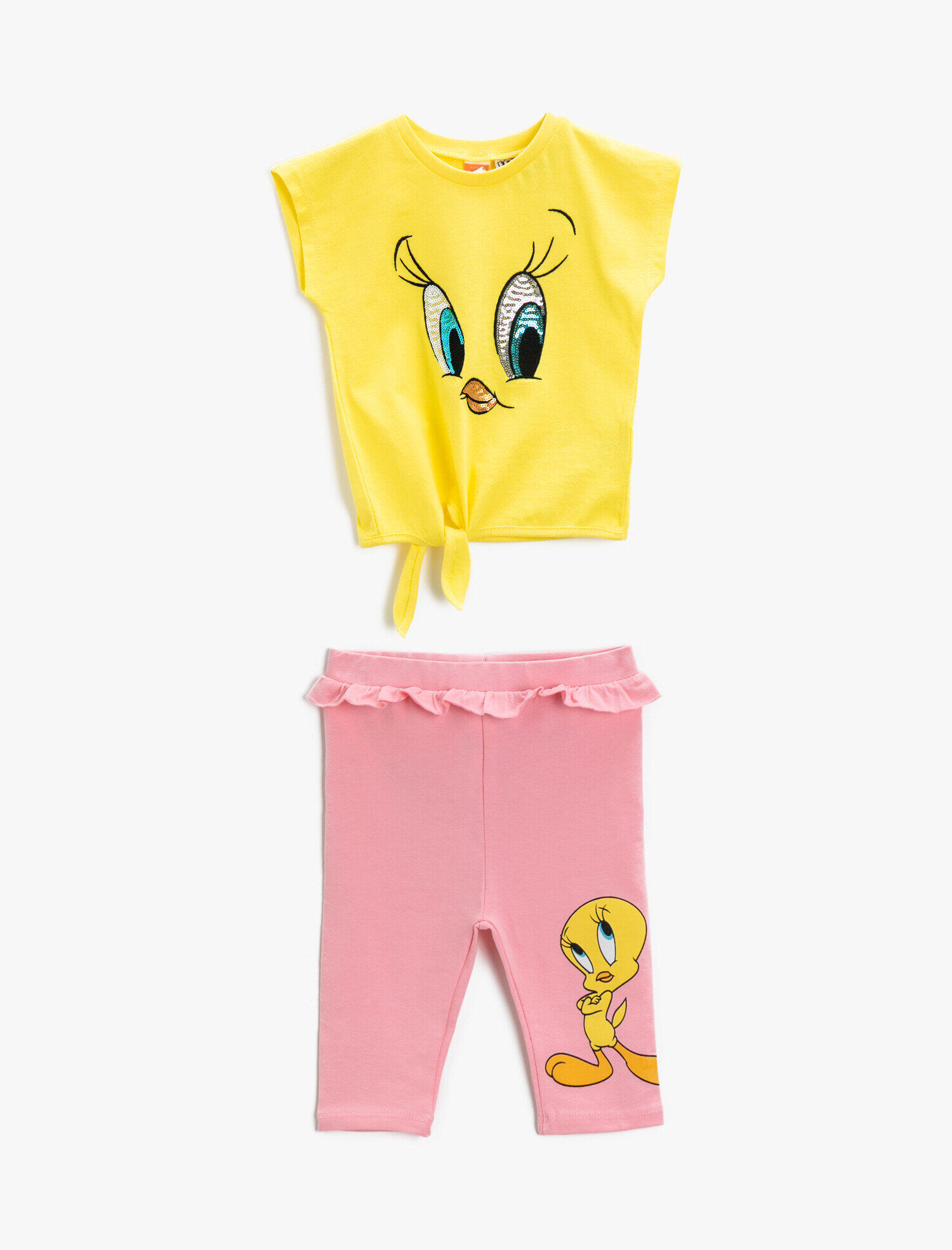 Kız Bebek Tweety Tayt Fırfırlı Pamuklu Lisanslı
