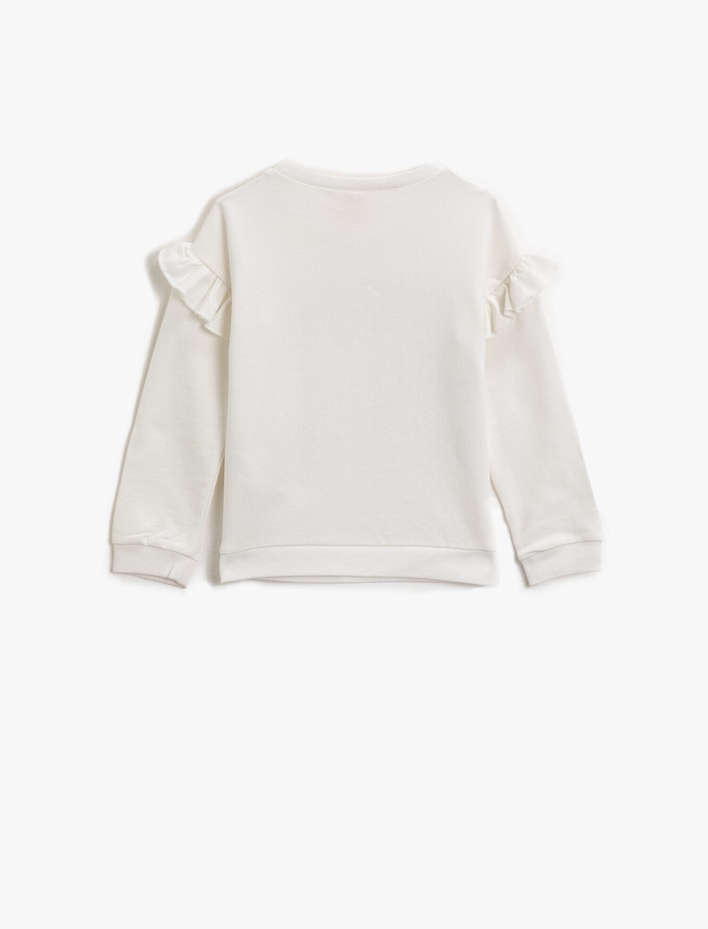 Kız Bebek Pamuklu Yazılı Baskılı Bisiklet Yaka Uzun Kollu Sweatshirt