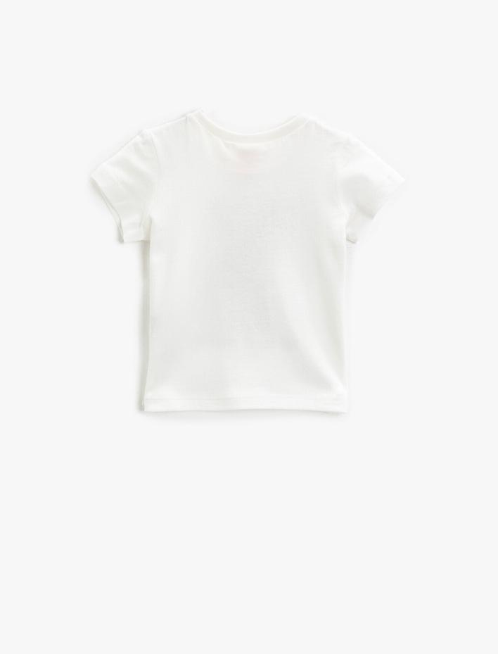 Kız Bebek Baskılı Tişört Kısa Kollu Pamuklu