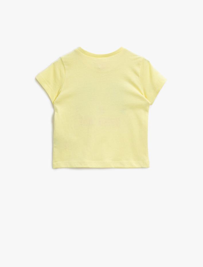 Kız Bebek Simli Tişört Yazı İşlemeli Pamuklu