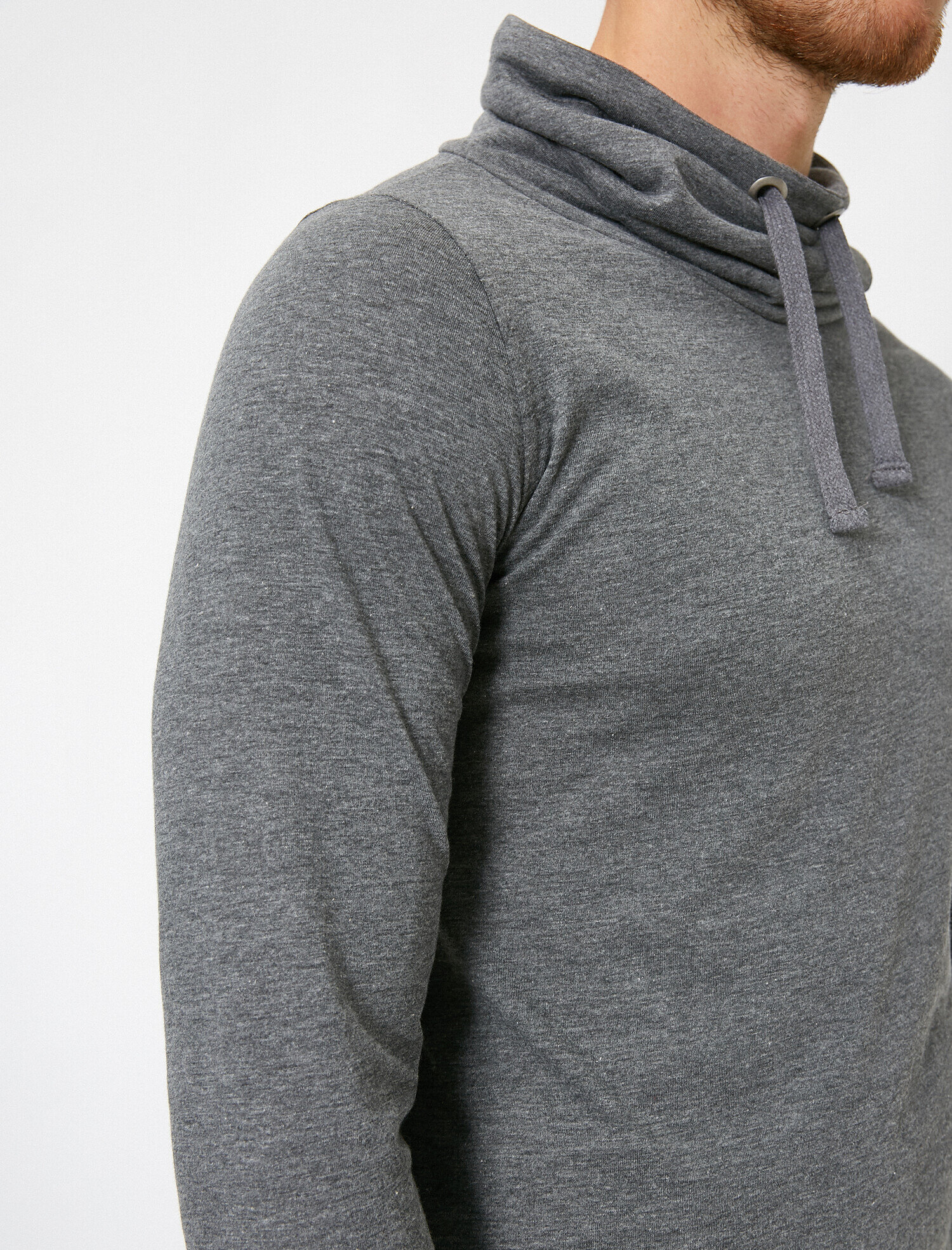   Slim Fit Pamuklu Şal Yaka Basic Uzun Kollu Tişört