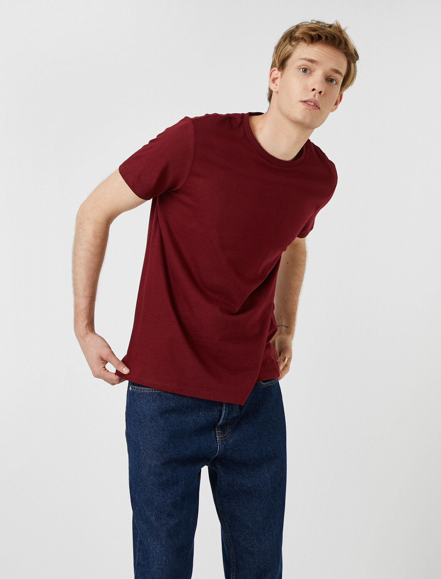   Bisiklet Yaka Tişört Pamuklu