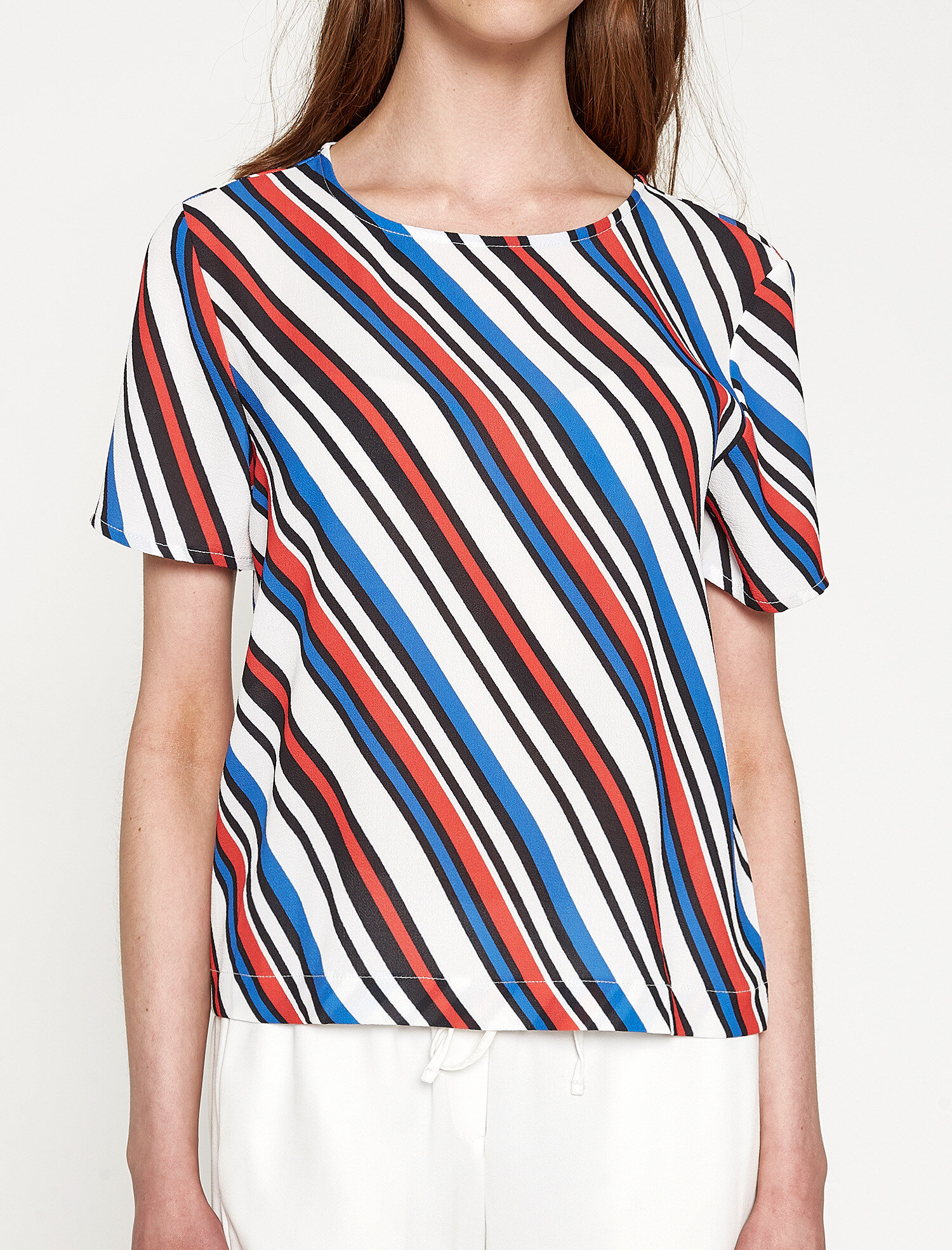   Desenli Bluz Kısa Kollu