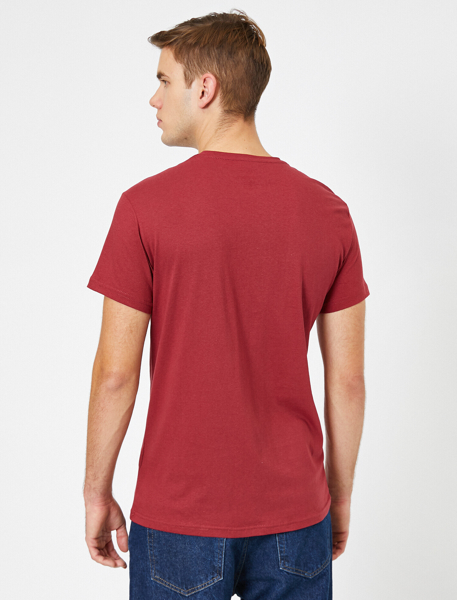 Bisiklet Yaka Pamuklu Dar Kesim Basic Tişört