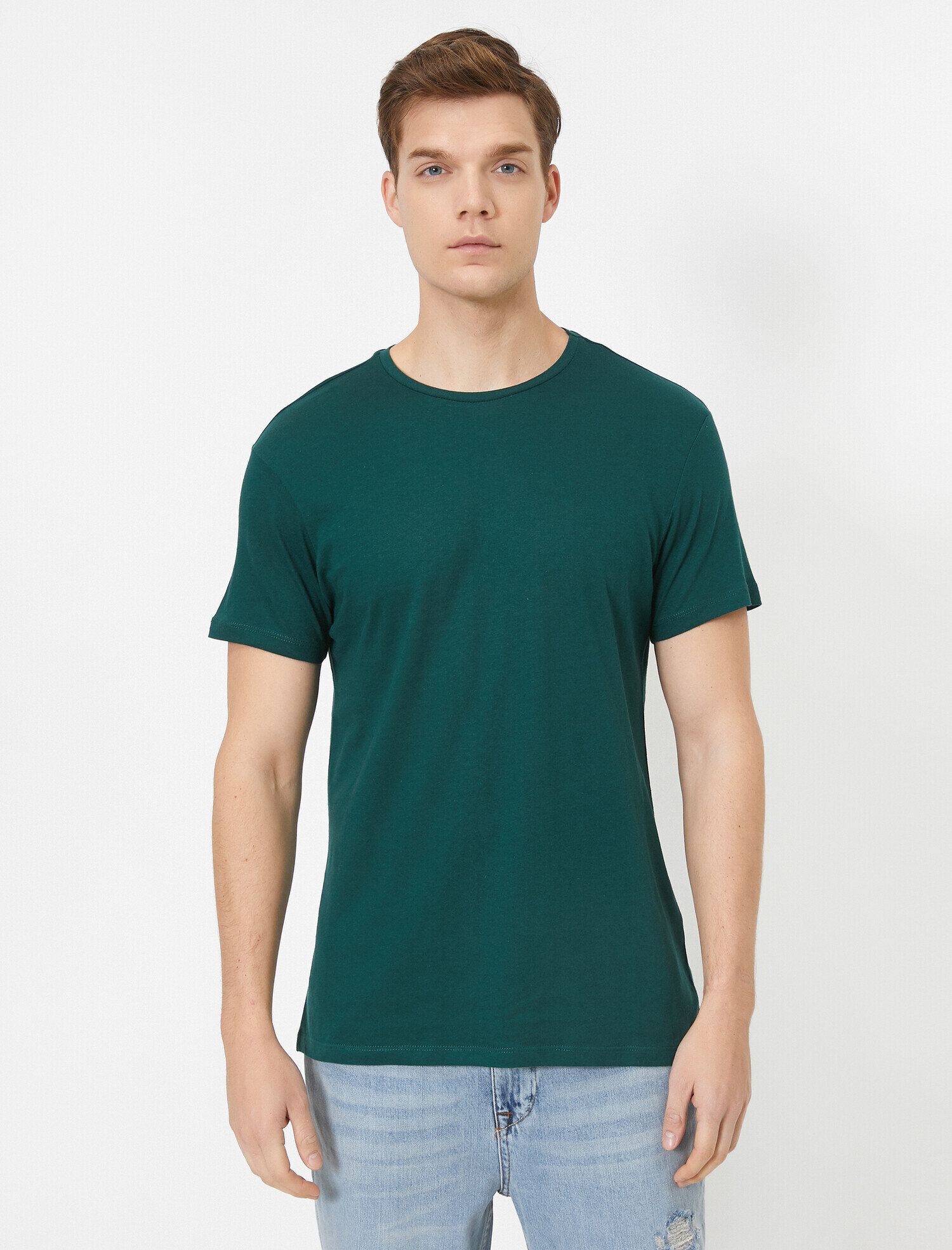   Bisiklet Yaka Pamuklu Dar Kesim Basic Tişört