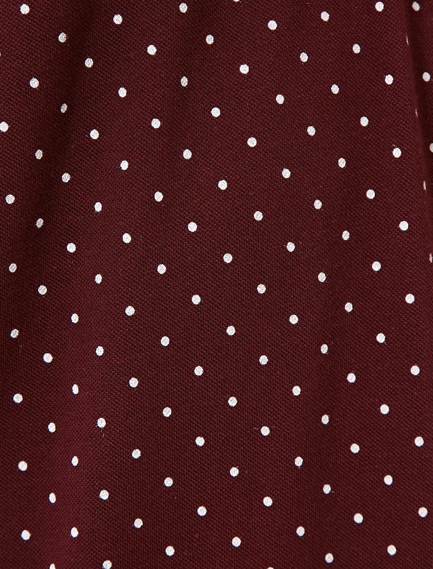   Polo Yaka Puantiye Desenli Pike Kumaş Slim Fit Tişört
