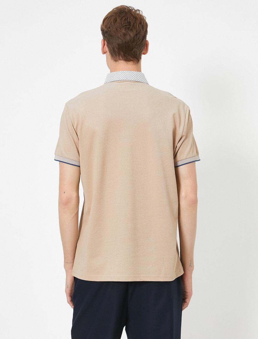   Polo Yaka Desenli Cep Detaylı Pike Kumaş Slim Fit Tişört