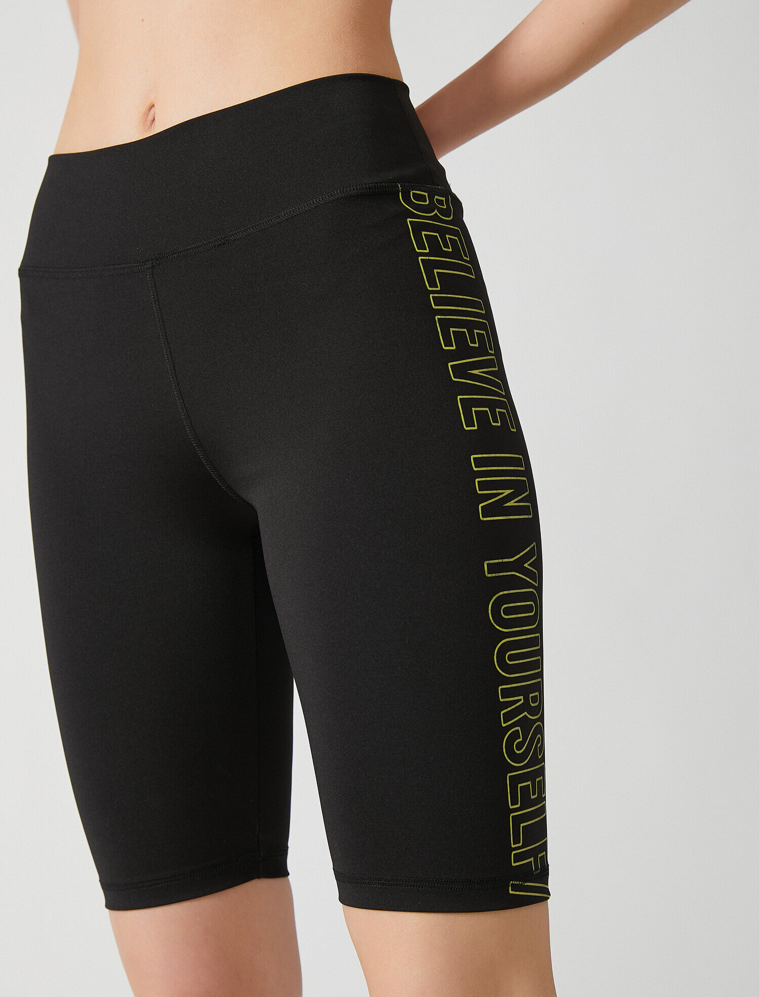   Slogan Detaylı Biker Tayt