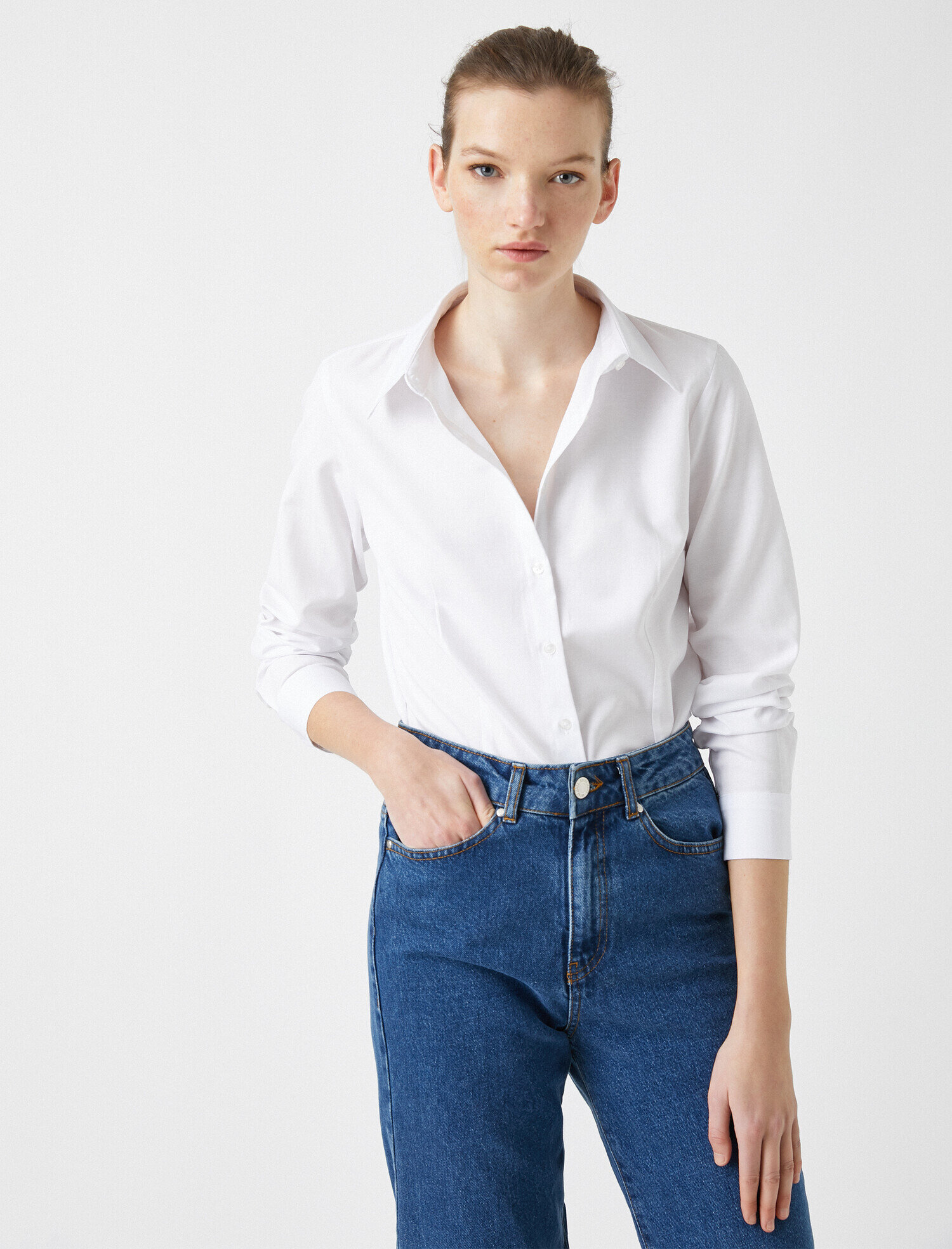 Poplin Gömlek Pamuklu Uzun Kollu Basic