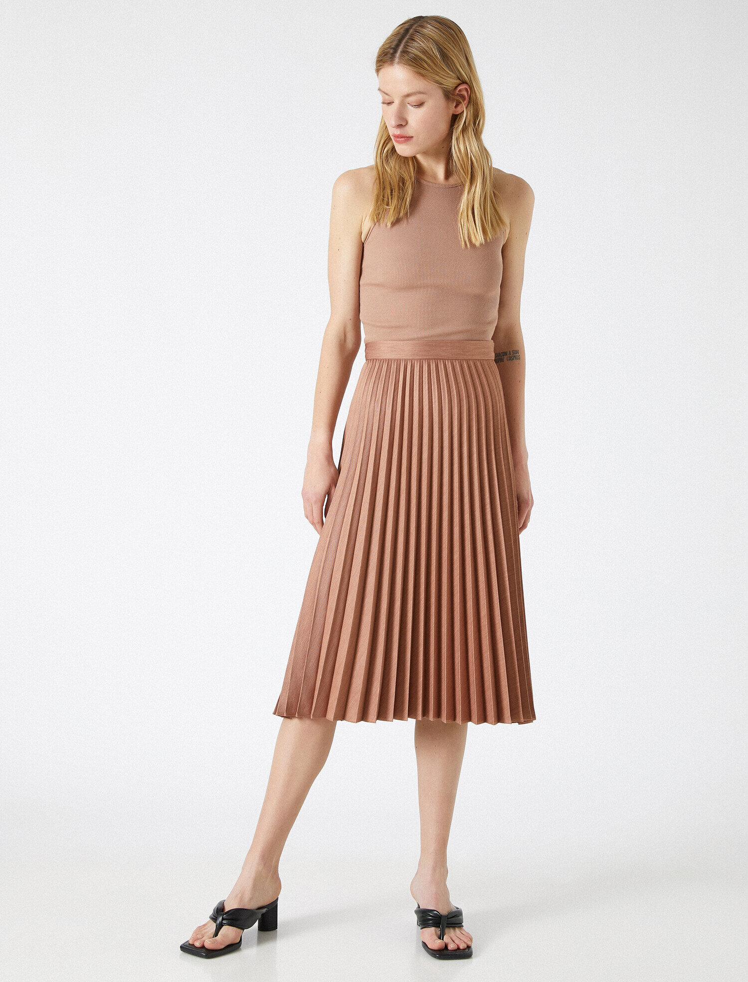   Pileli Etek Midi Boy