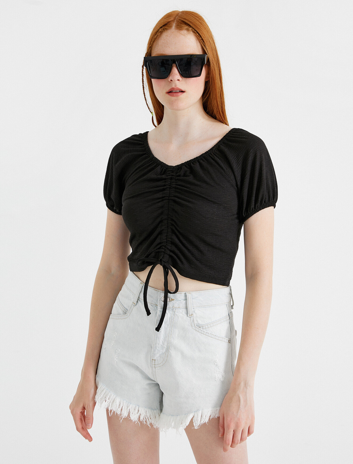   Crop Tişört Büzgülü