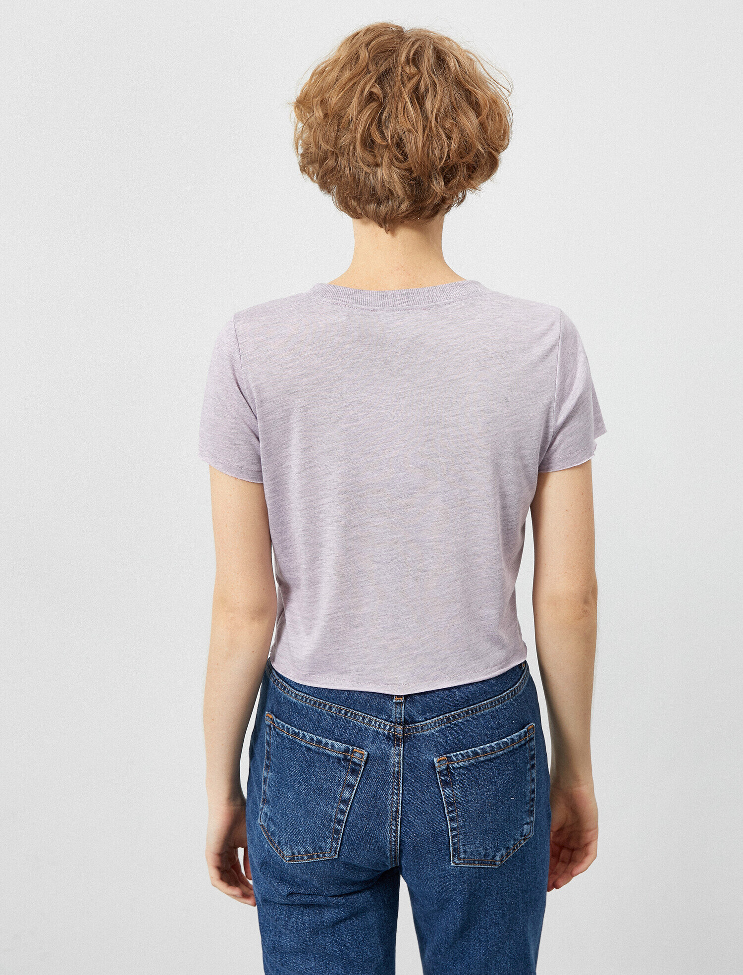   Crop Tişört Bisiklet Yaka Basic