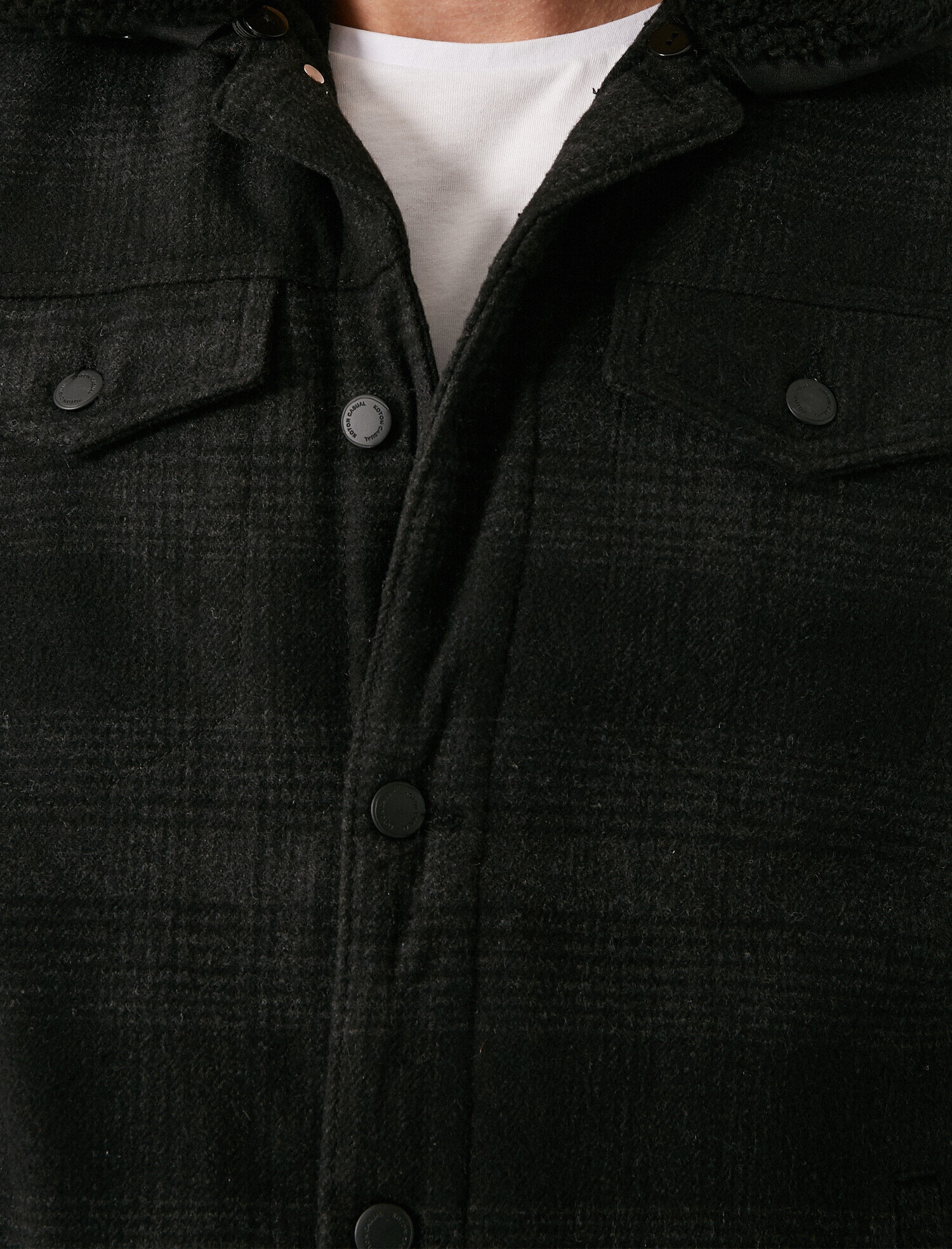 Gömlek Yaka Ekoseli Cepli Ceket