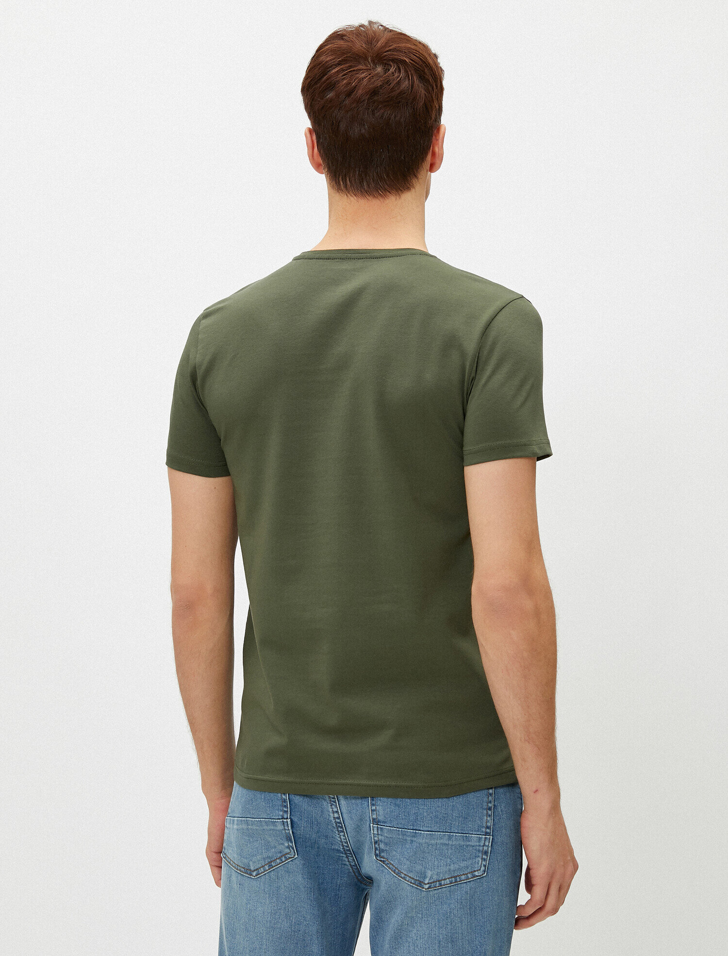   Bisiklet Yaka Tişört Kısa Kollu Basic Pamuklu