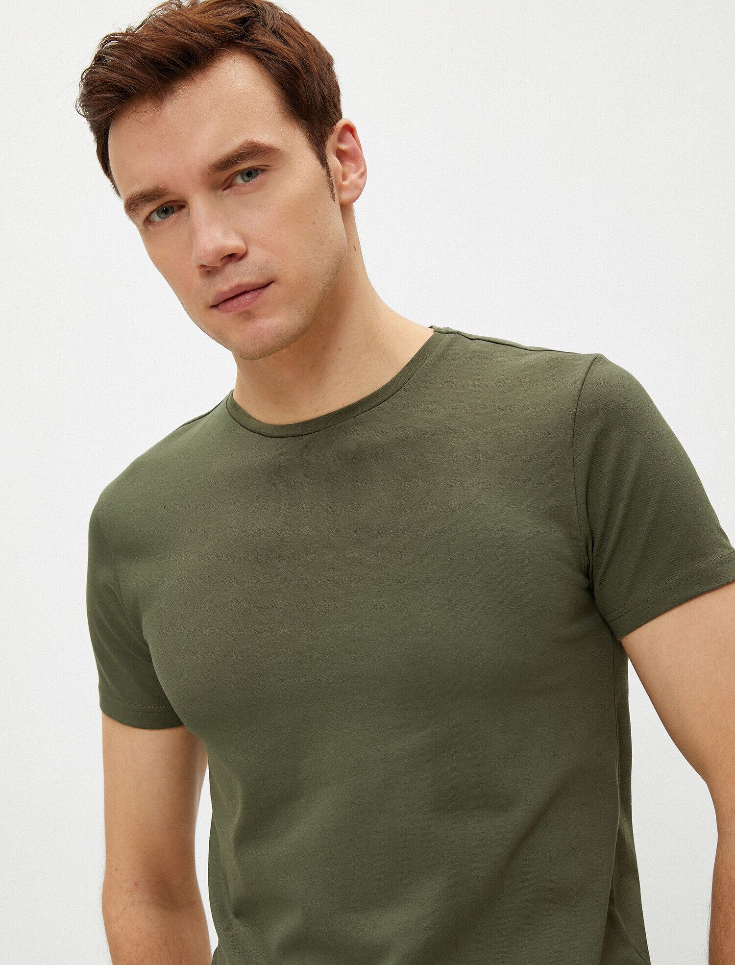   Bisiklet Yaka Tişört Kısa Kollu Basic Pamuklu