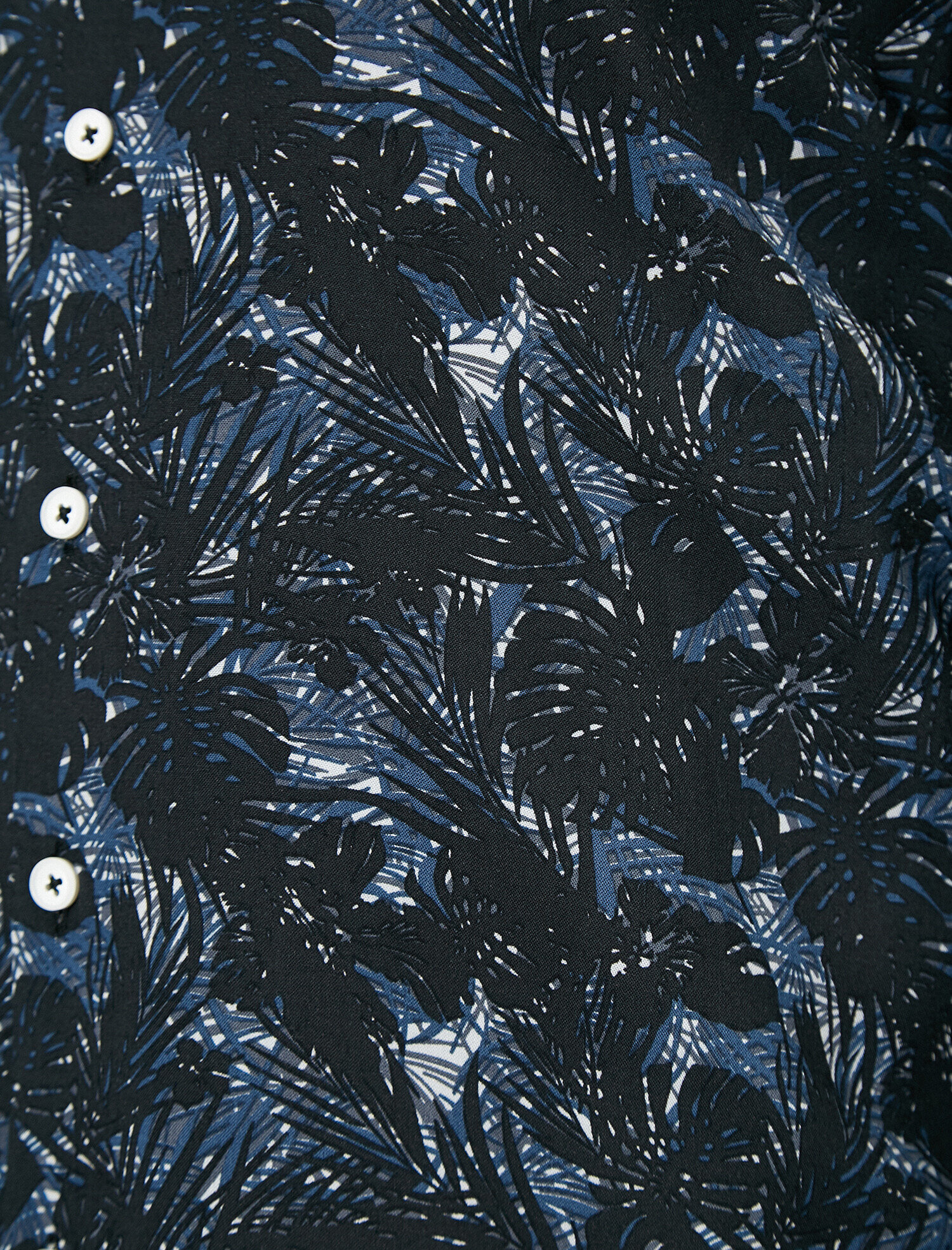   Pamuklu Yaprak Desenli Uzun Kollu Yazlık Gömlek