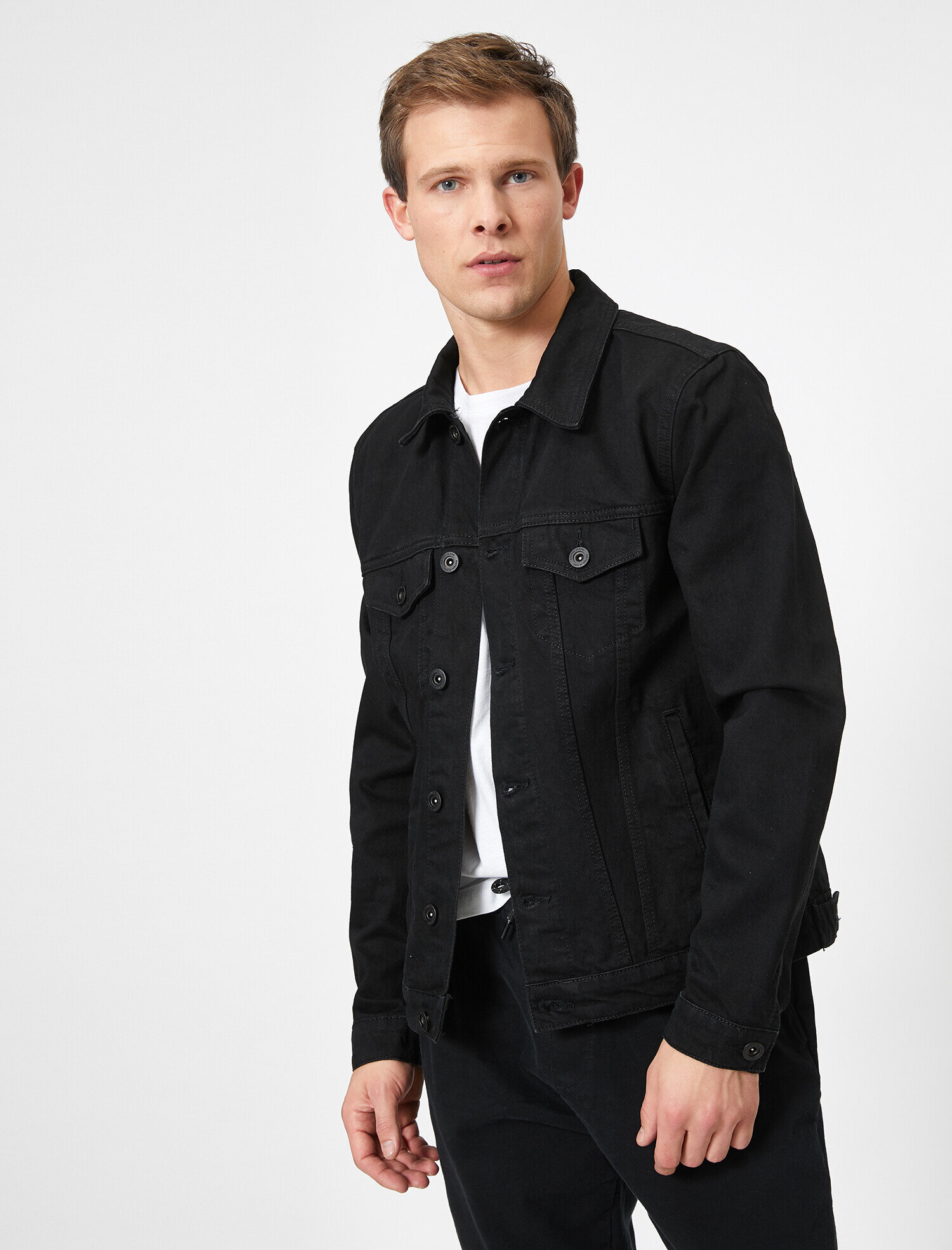   Düğmeli Arkası Baskılı %100 Pamuk Jean Ceket