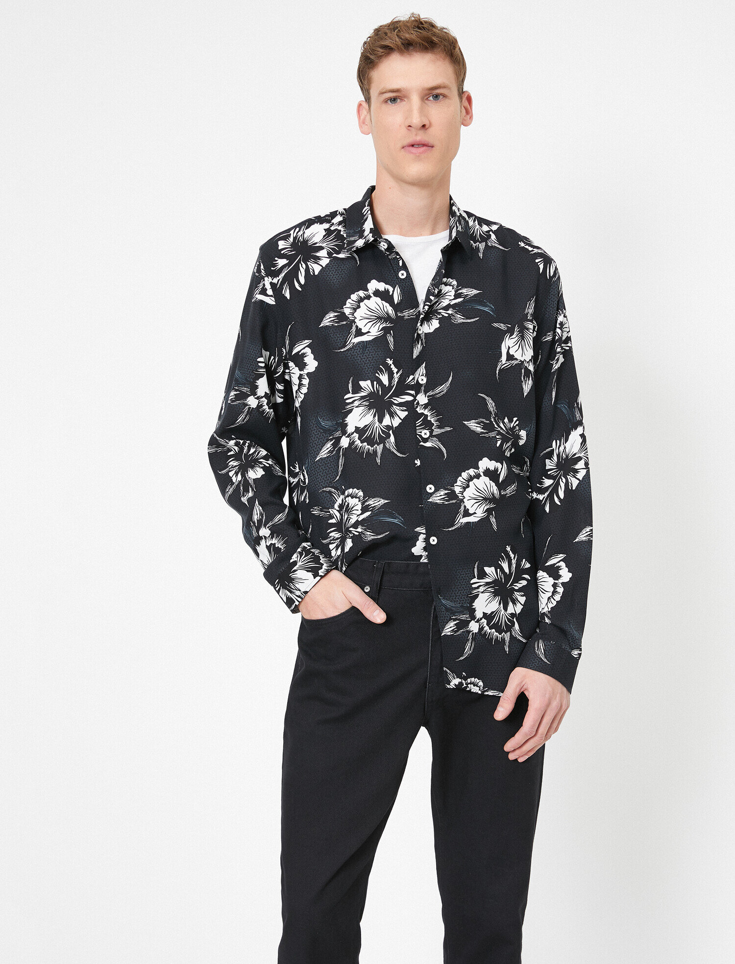   Çiçek Desenli Uzun Kollu Regular Fit Gömlek
