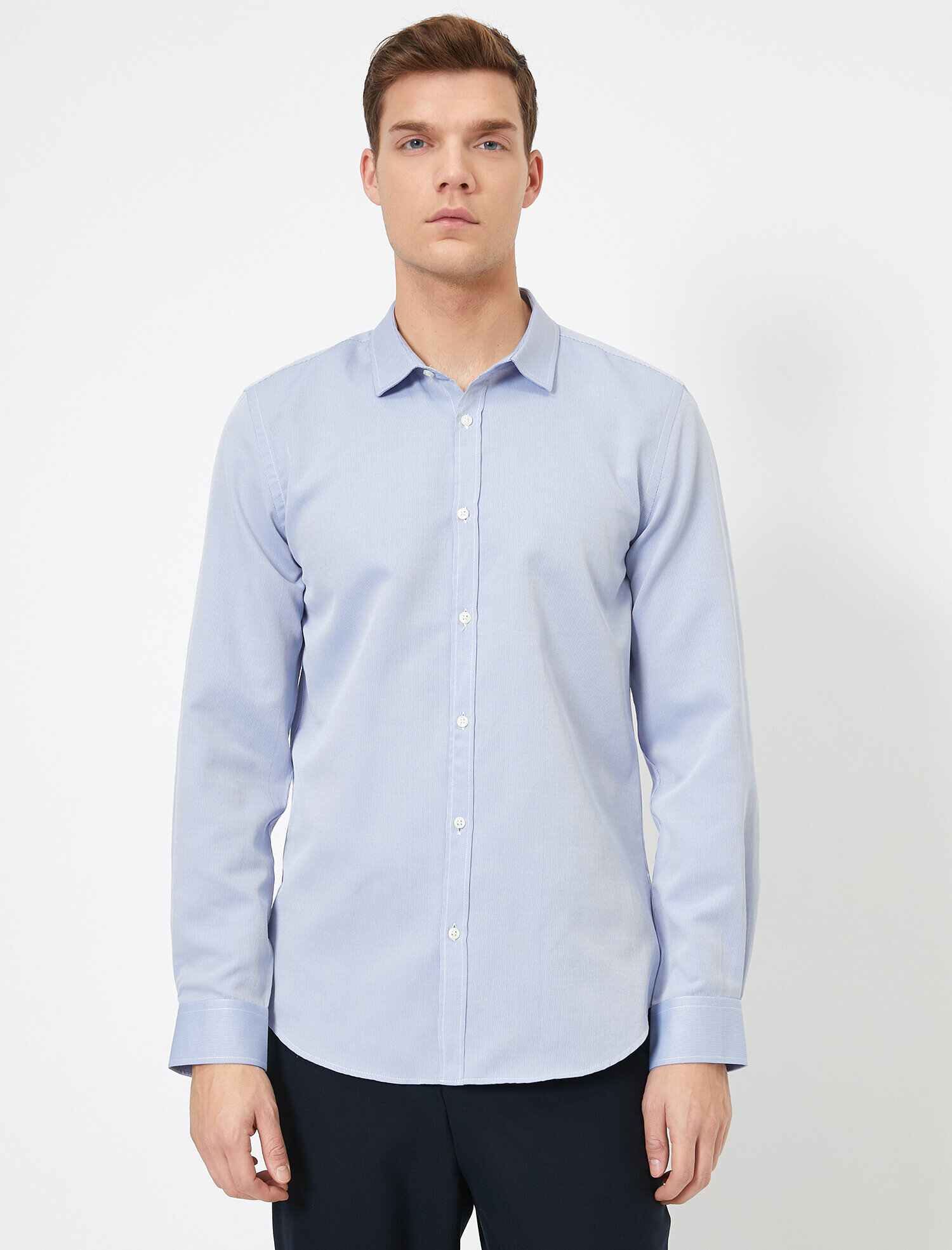   Klasik Yaka Uzun Kollu Slim Fit Smart Gömlek Non Iron