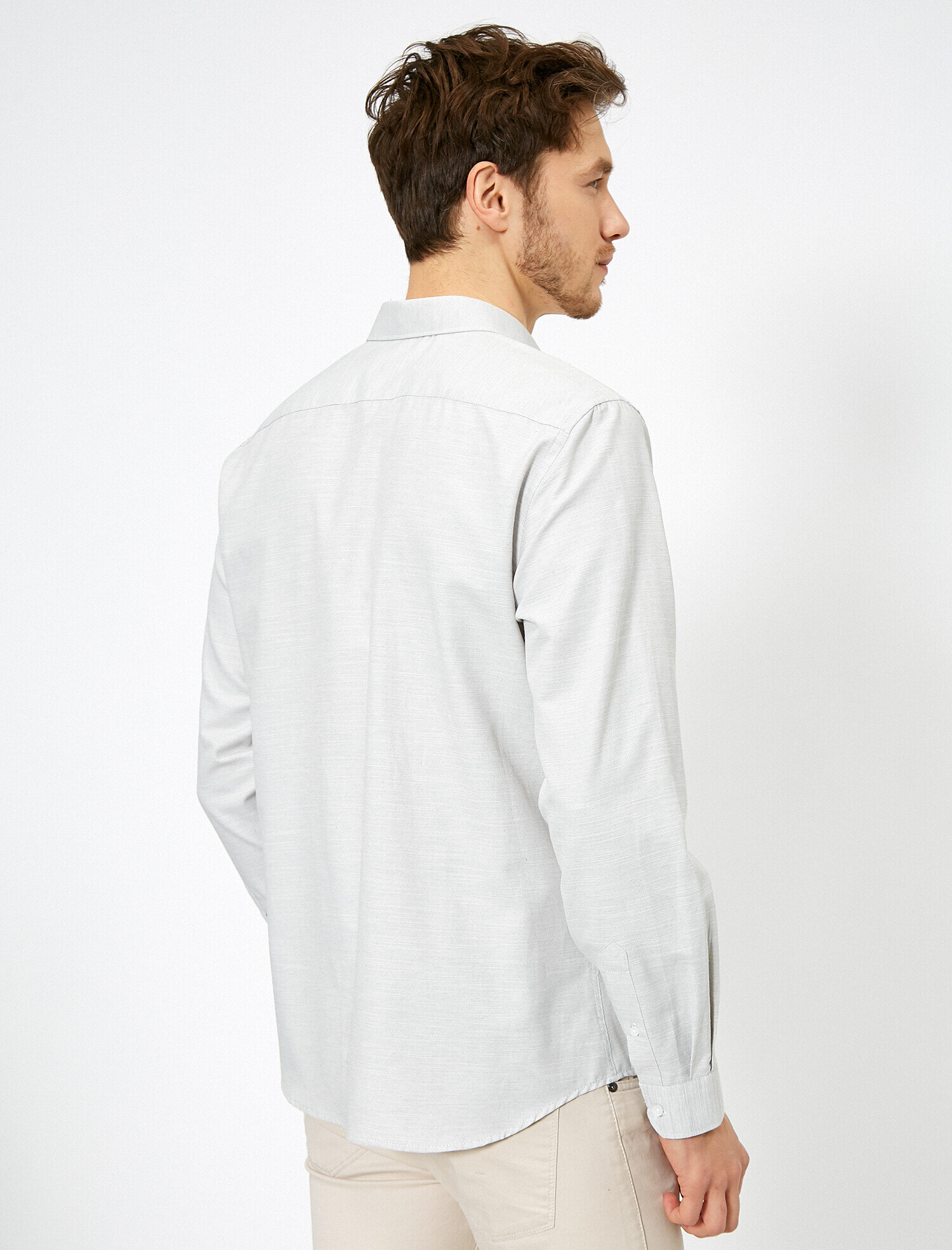   Düğmeli Yaka Uzun Kollu Dar Kesim Smart Gömlek Non Iron