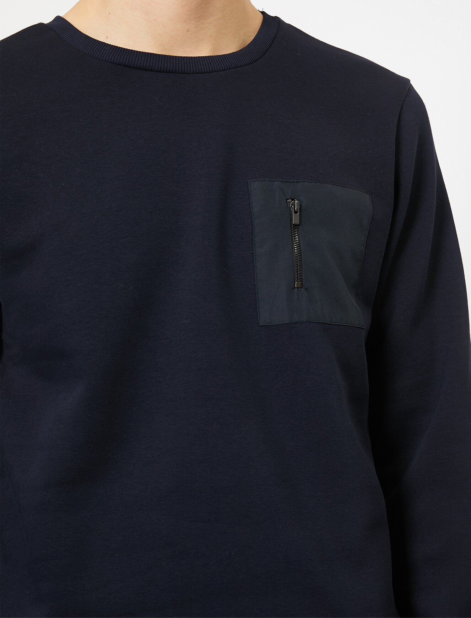   Bisiklet Yaka Fermuarlı Cepli Sweatshirt