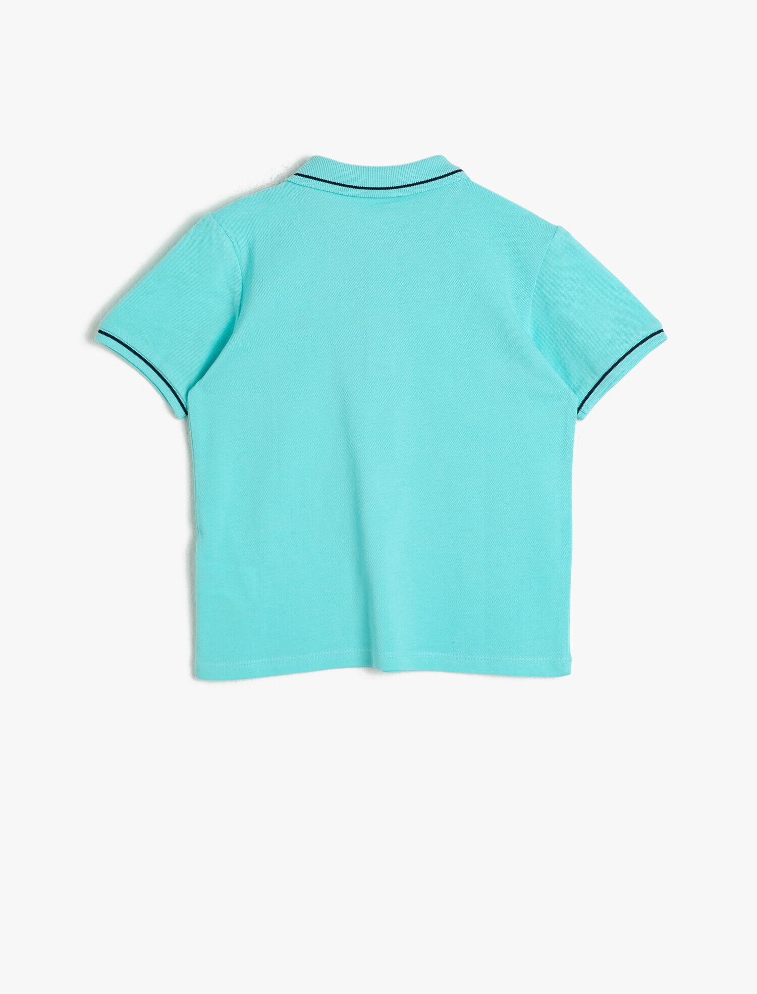  Erkek Çocuk Polo Yaka Pamuklu Düğmeli Çizgi Detaylı Nakışlı Kısa Kollu Tişört