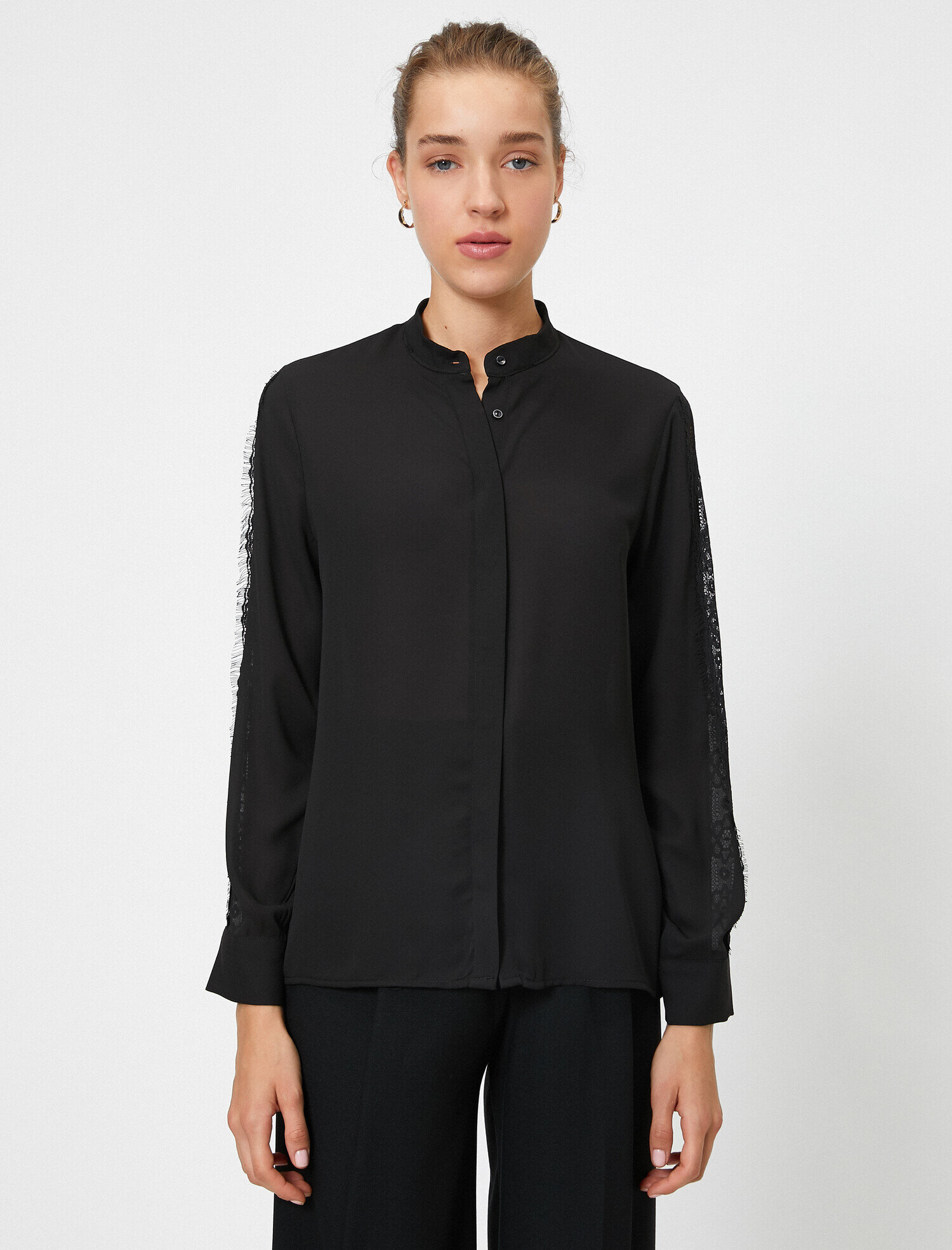   Dantel Detaylı Uzun Kollu Gömlek