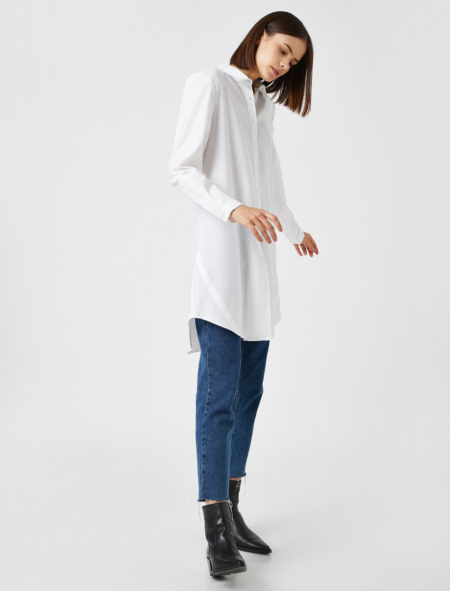   Pamuklu Gömlek Yaka Tunik