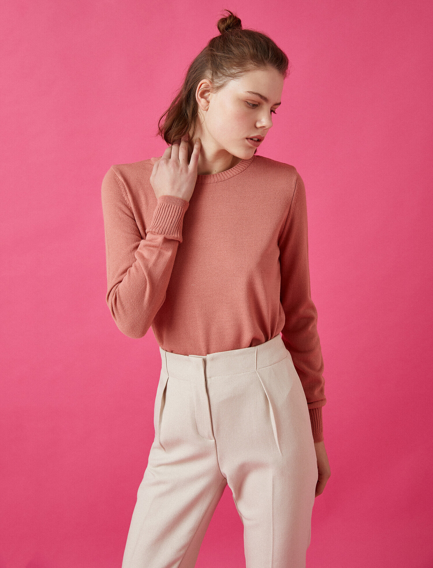   Bisiklet Yaka Uzun Kollu Triko Kazak