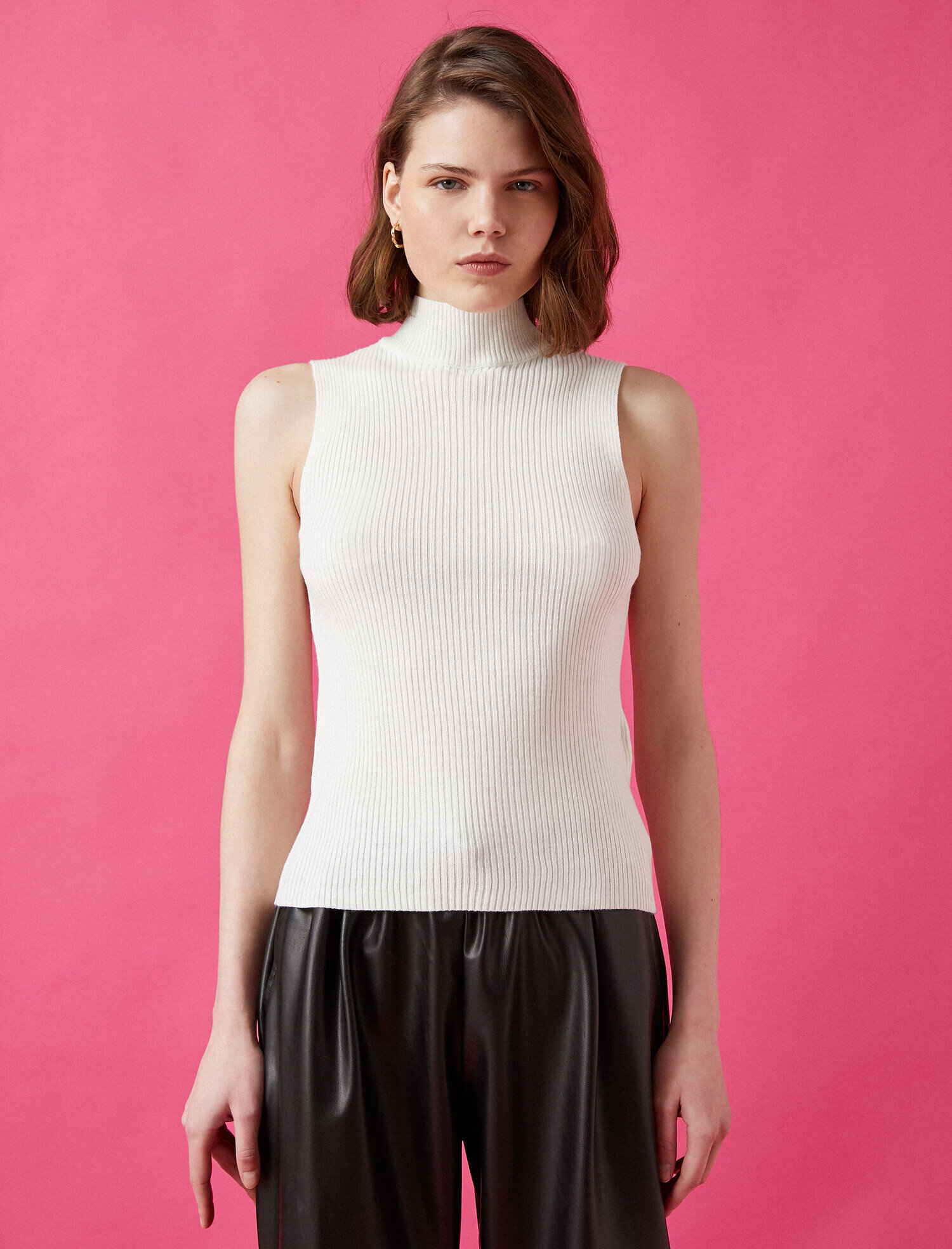   Balıkçı Yaka Kolsuz Basic Triko Kazak