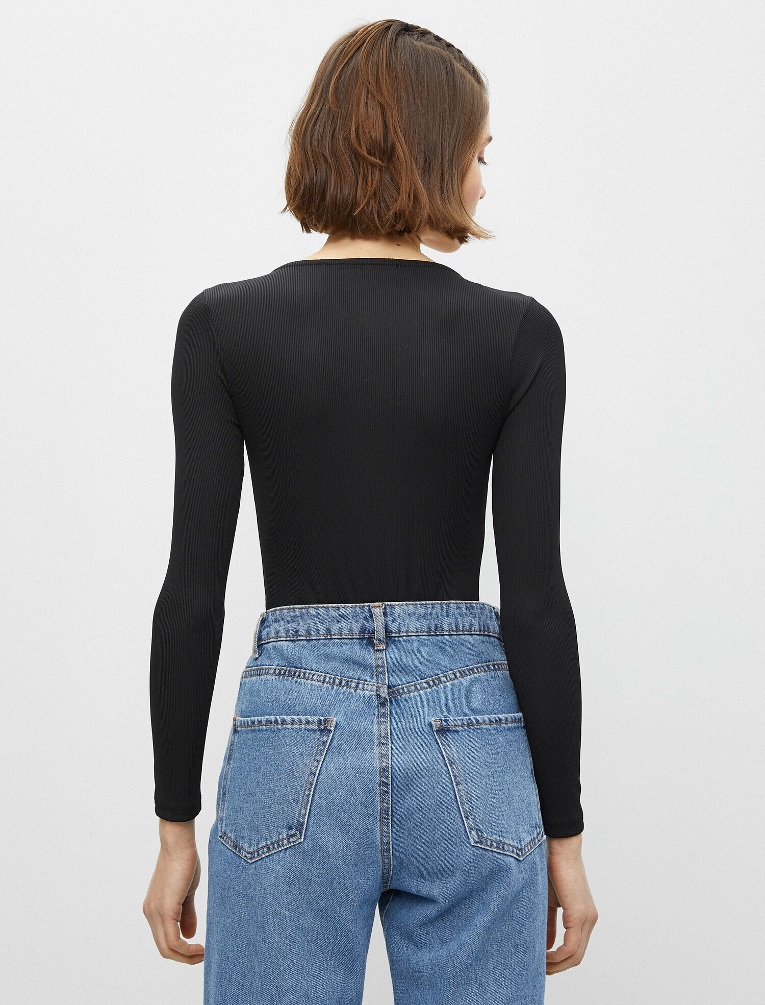   Kare Yaka Badi Uzun Kollu Çıtçıtlı