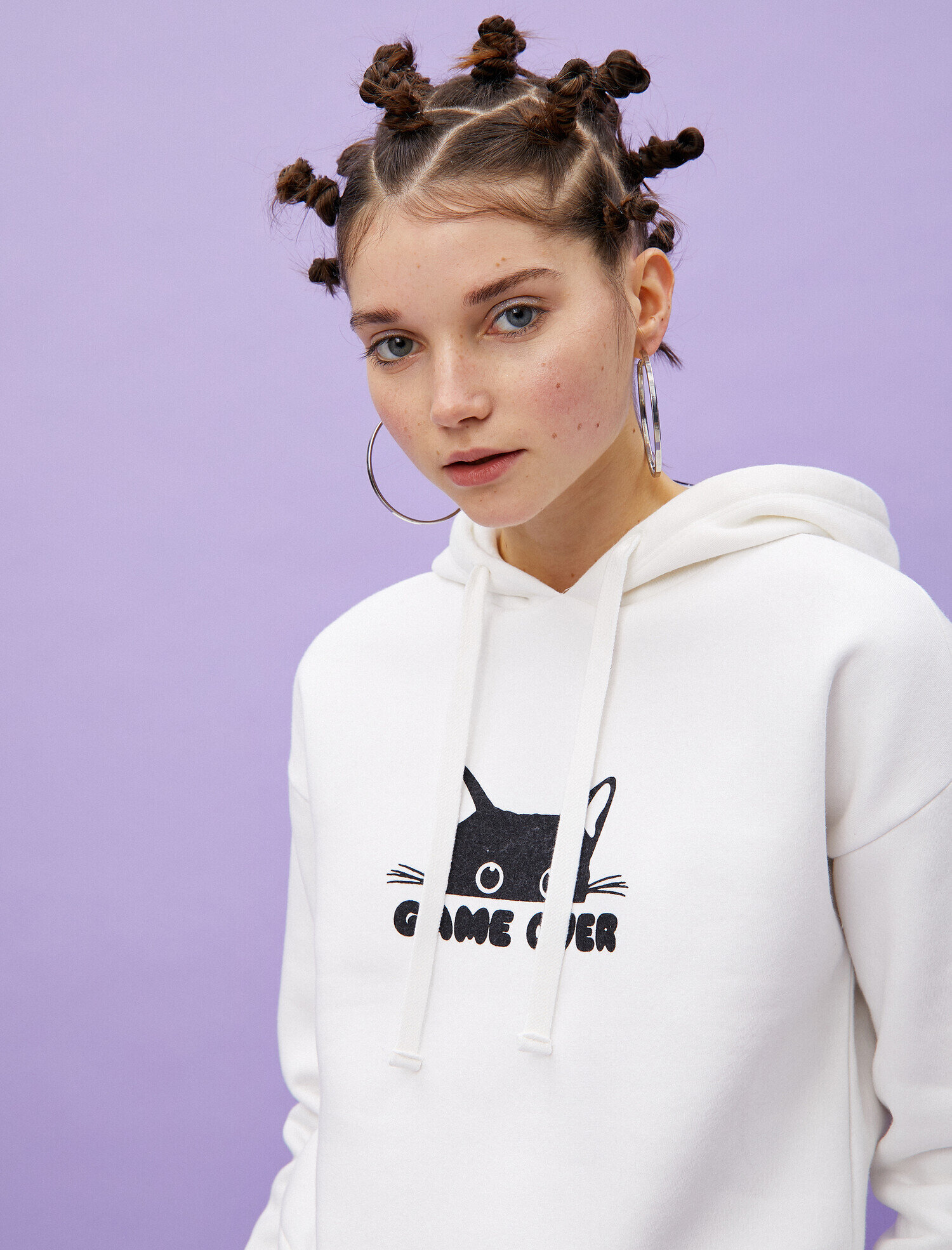   Kapüşonlu Slogan Baskılı Sweatshirt