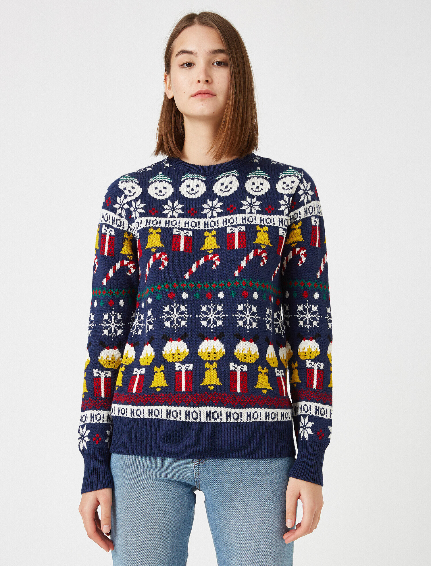   Bisiklet Yaka Desenli Triko Kazak