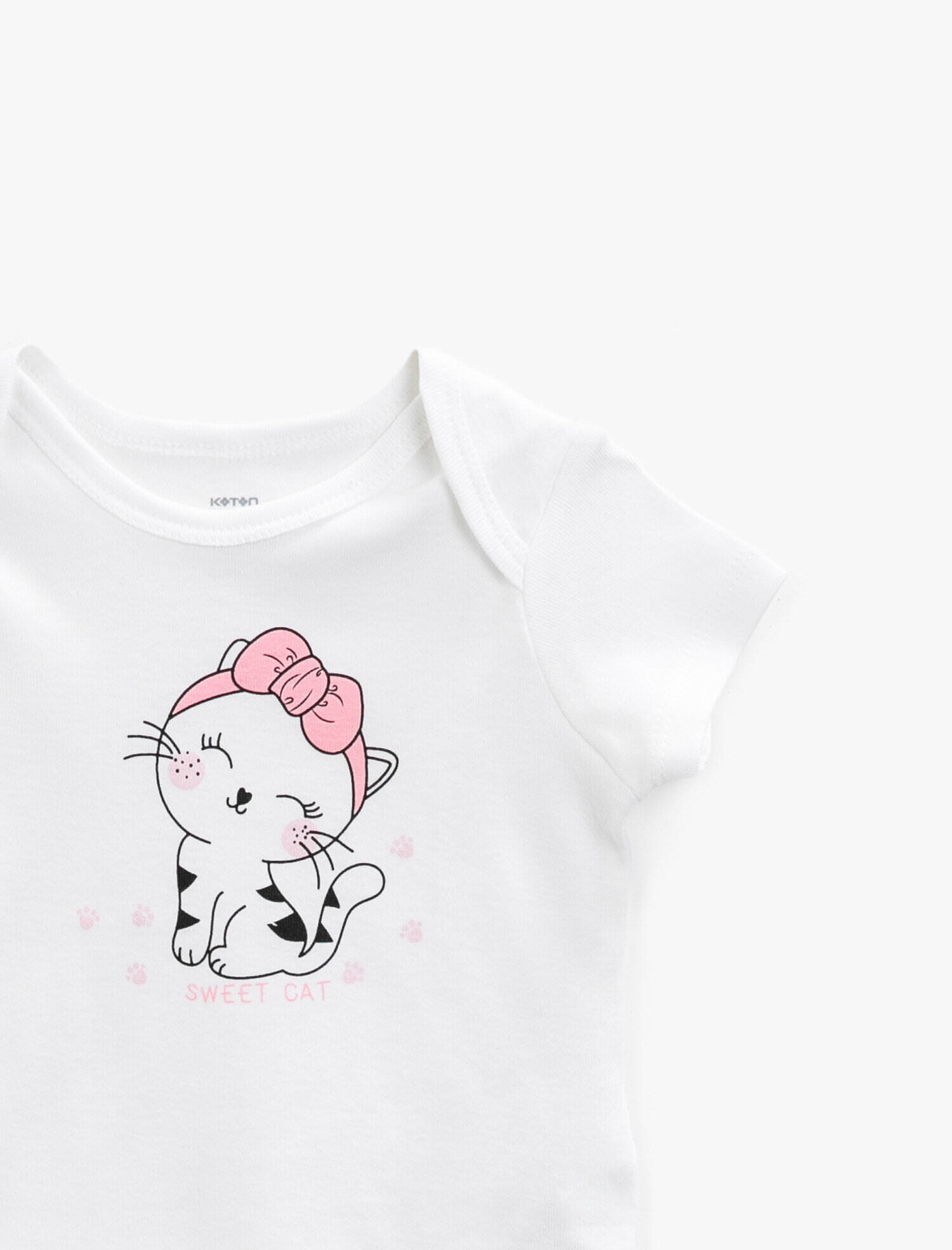  Kız Bebek Baskılı Çıtçıtlı Body Pamuklu Kısa Kollu