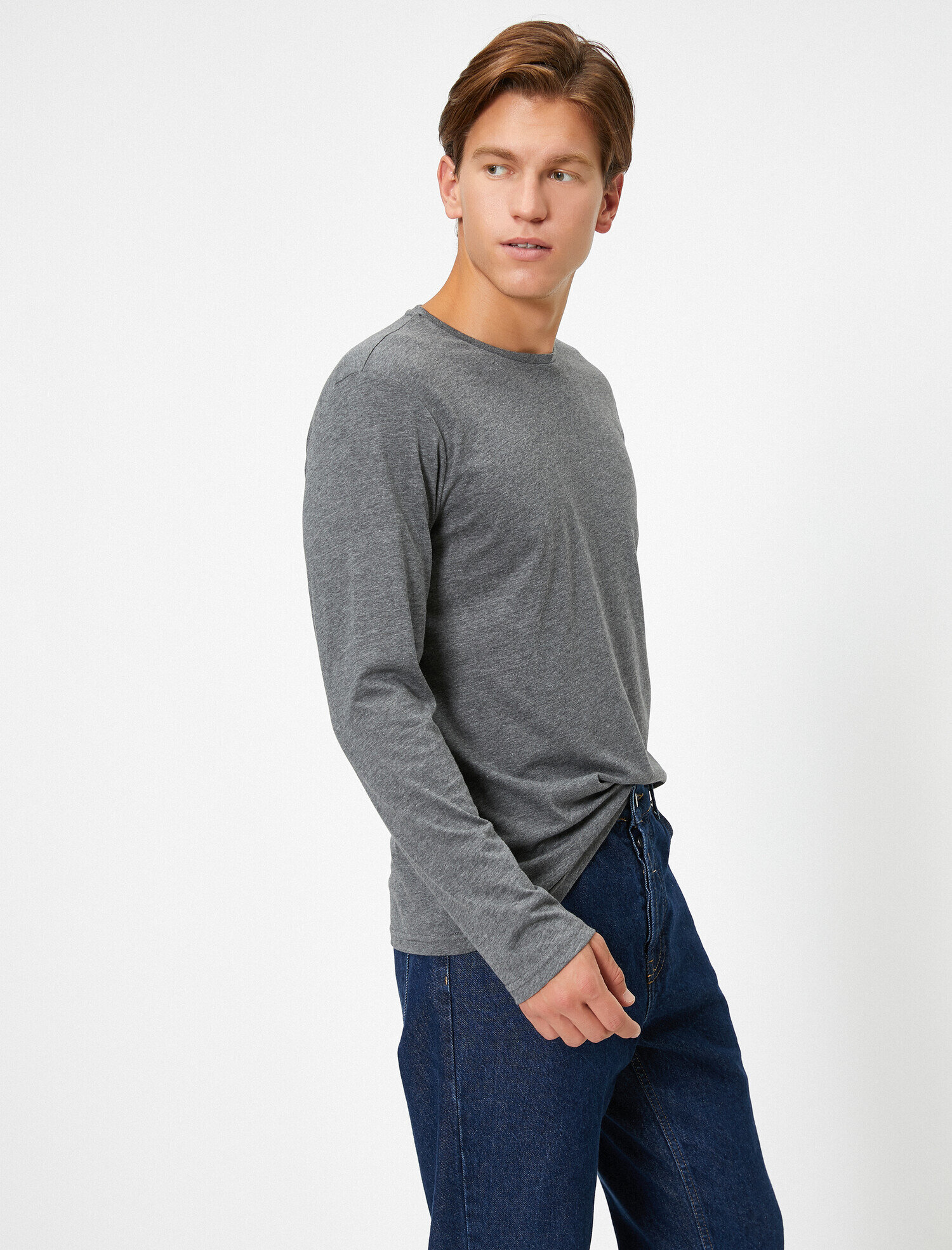   Bisiklet Yaka Uzun Kollu Basic Tişört