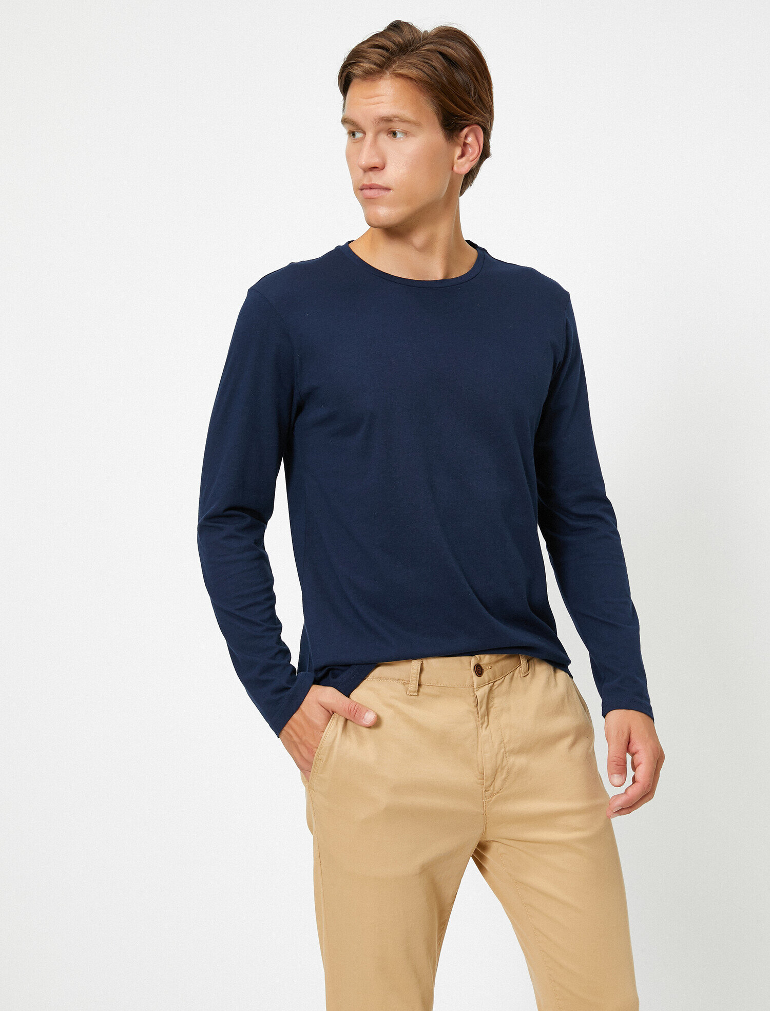   Bisiklet Yaka Uzun Kollu Basic Tişört