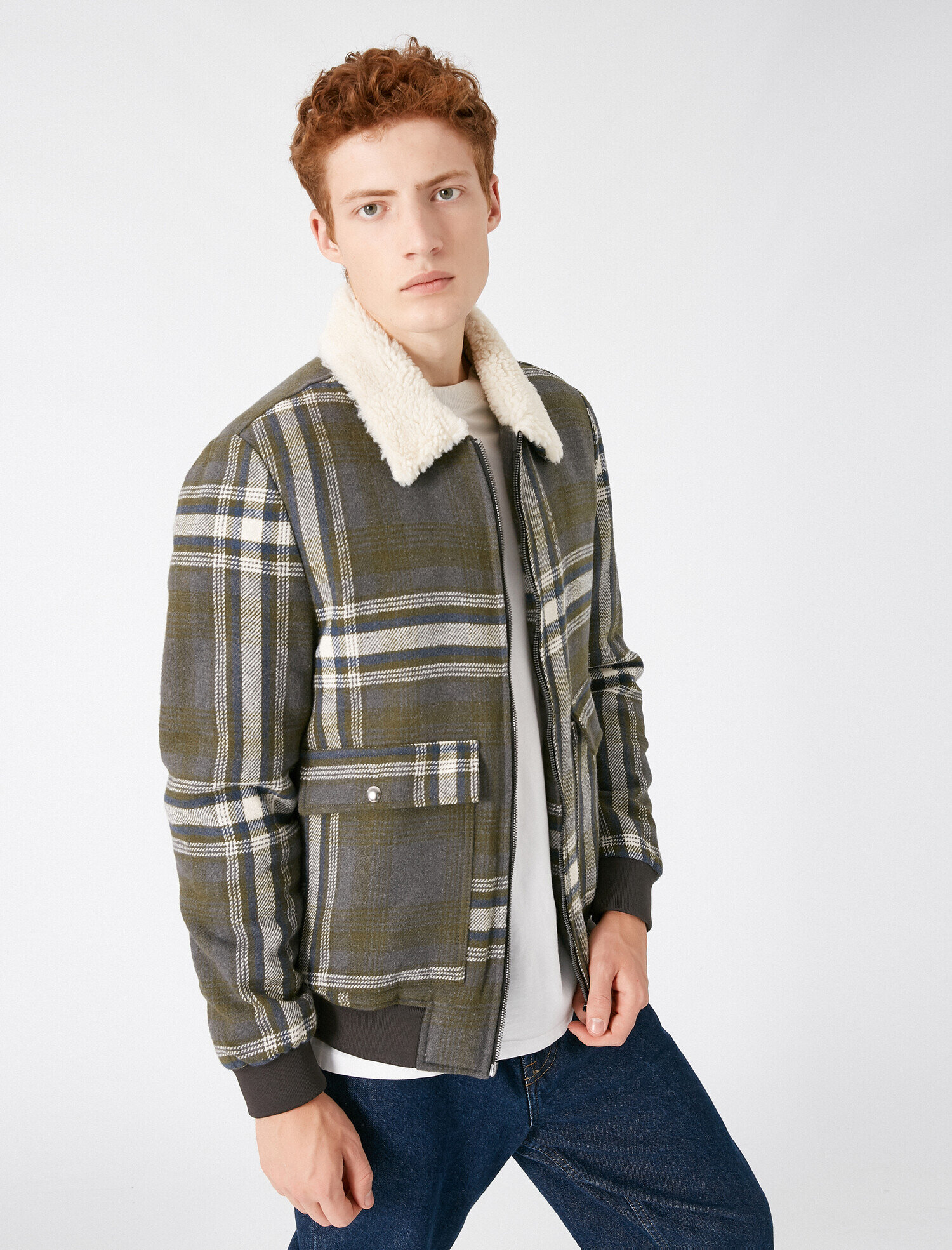   Fermuarlı Ceket Yaka Detaylı Cepli