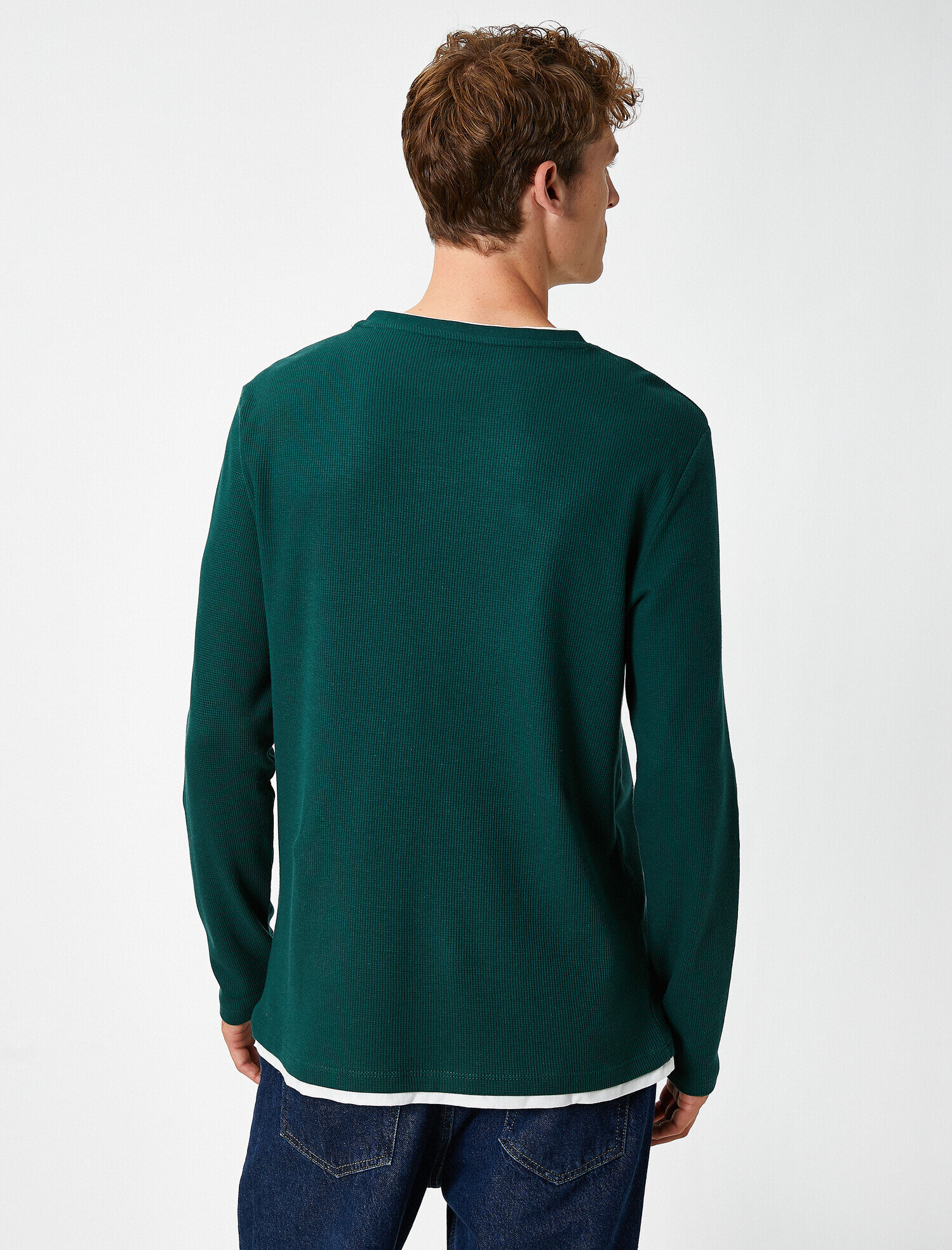 Pamuklu Basic Bisiklet Yaka Uzun Kollu Regular Fit Tişört