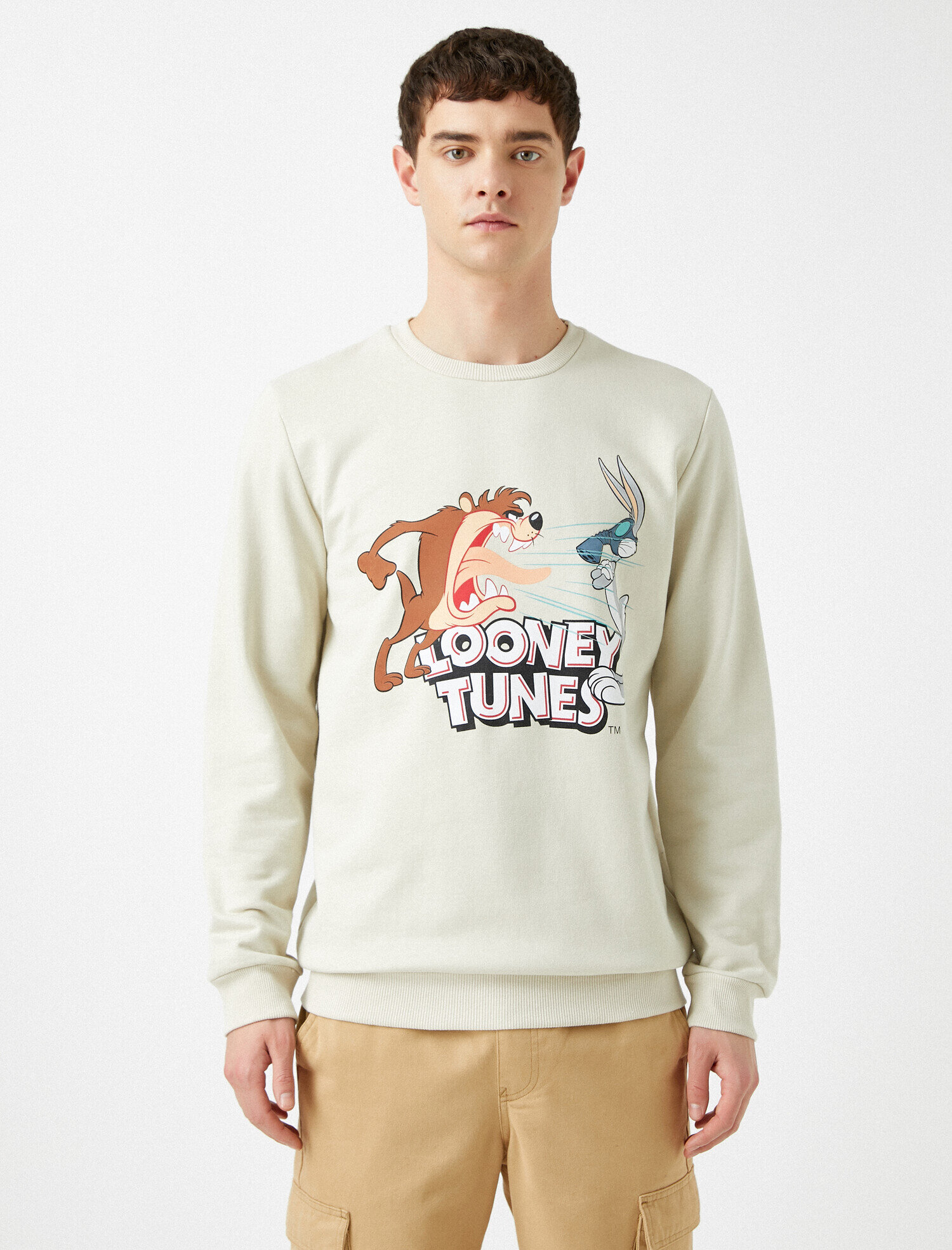   Pamuklu Looney Tunes Lisanslı Baskılı Bisiklet Yaka Sweatshirt