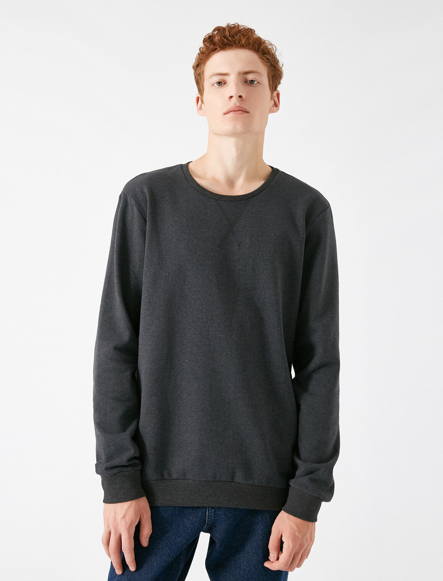Bisiklet Yaka Basic Sweatshirt