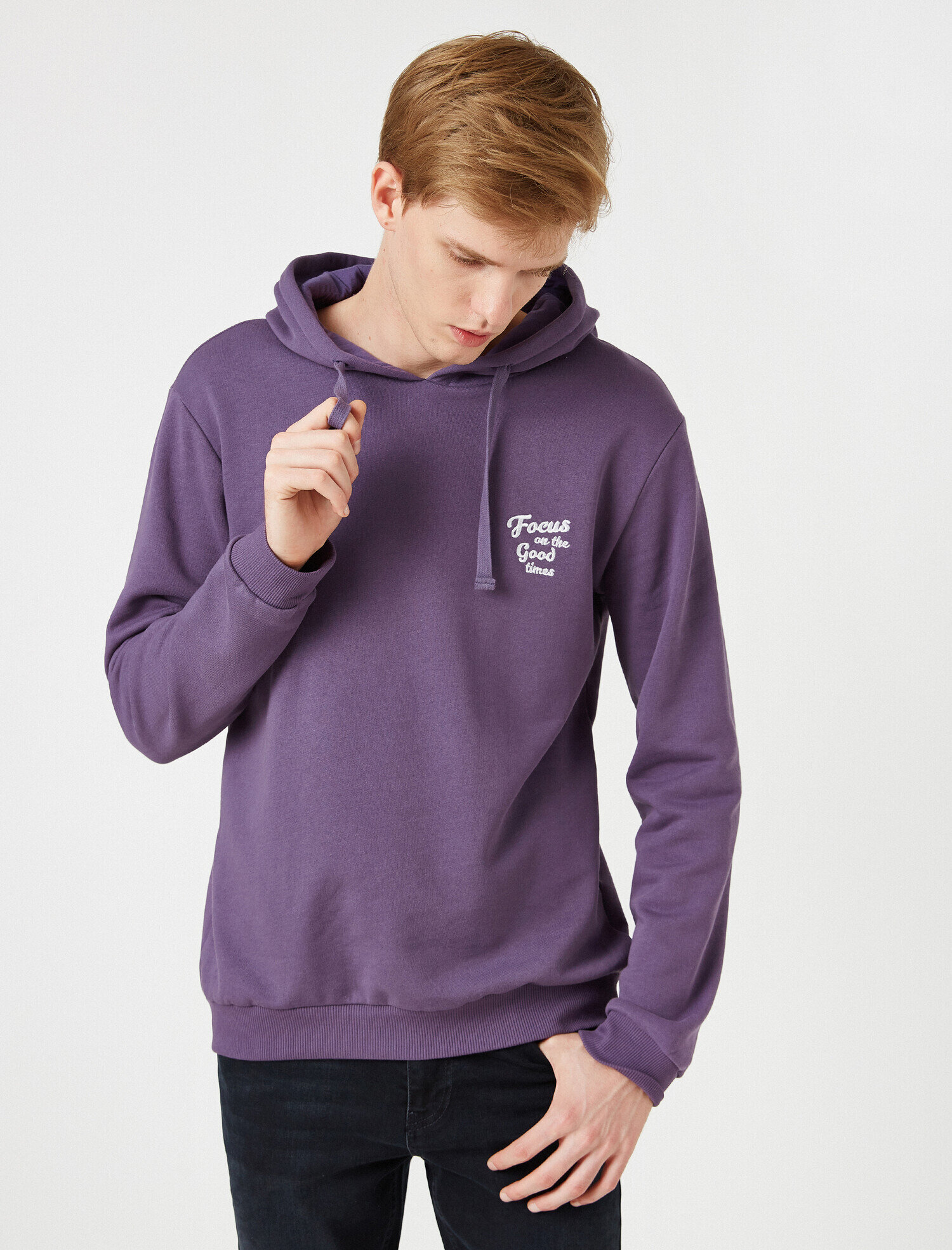 Pamuklu Kapüşonlu Baskılı Sweatshirt