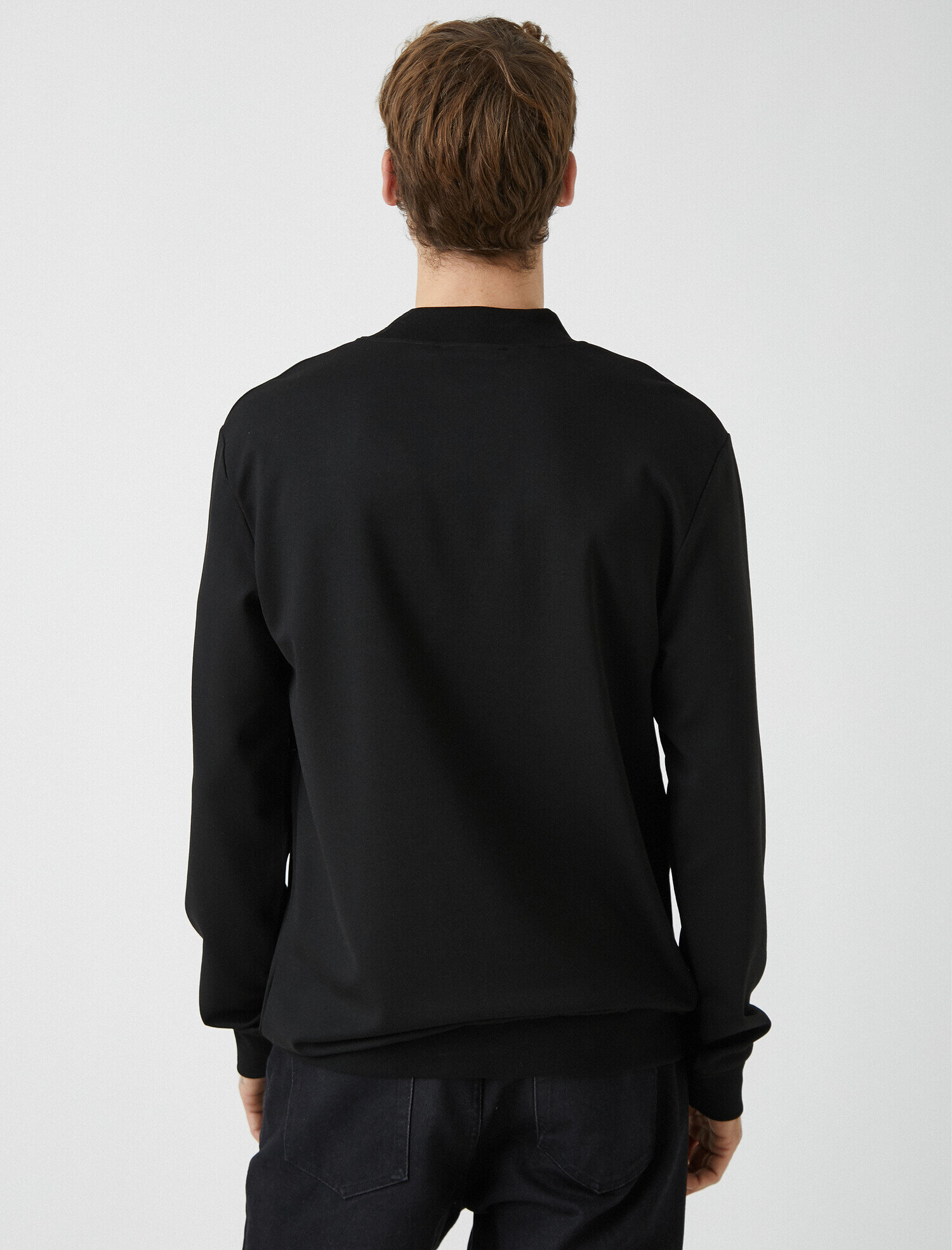 Basic Bisiklet Yaka Uzun Kollu Sweatshirt