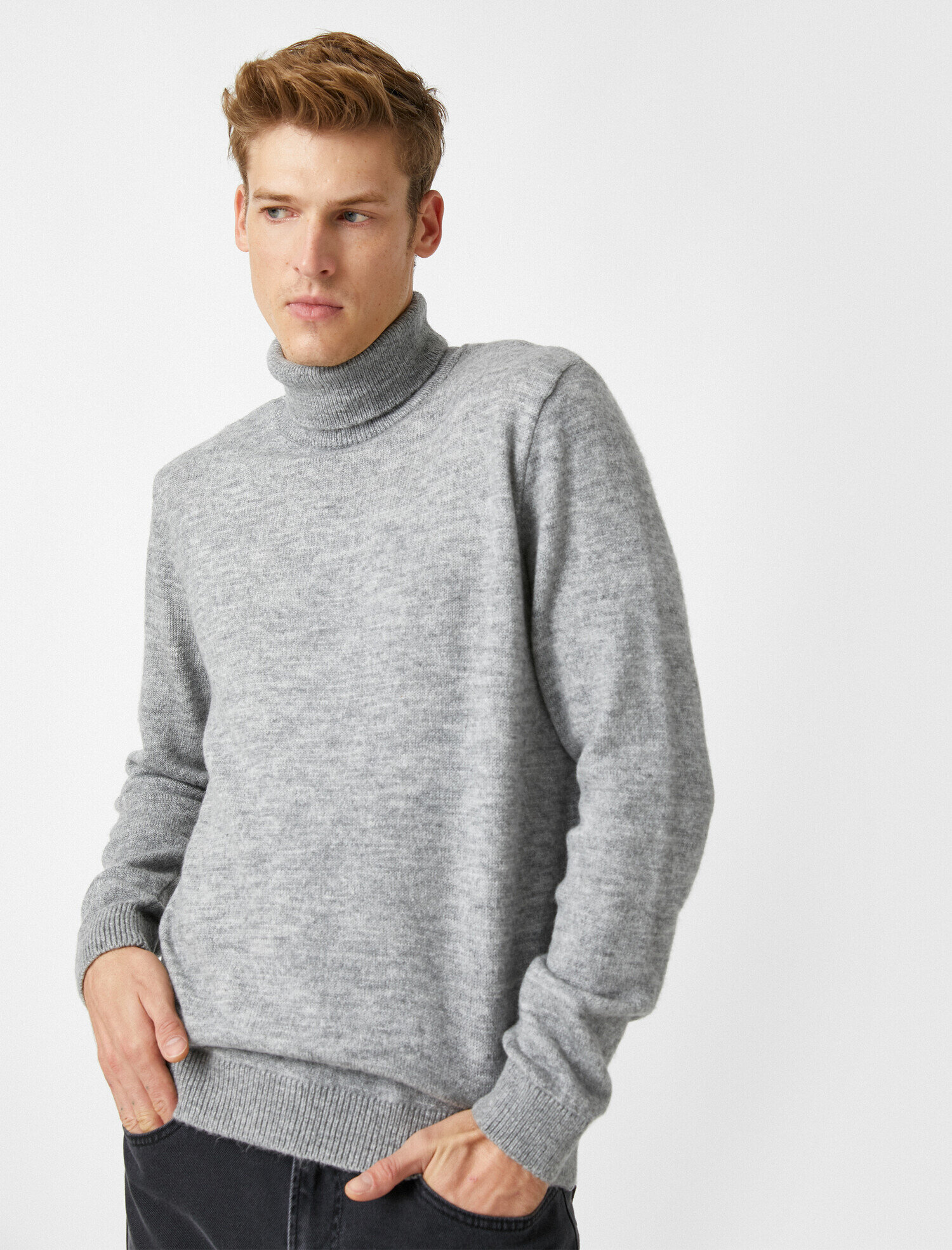   Boğazlı Triko Kazak Uzun Kollu