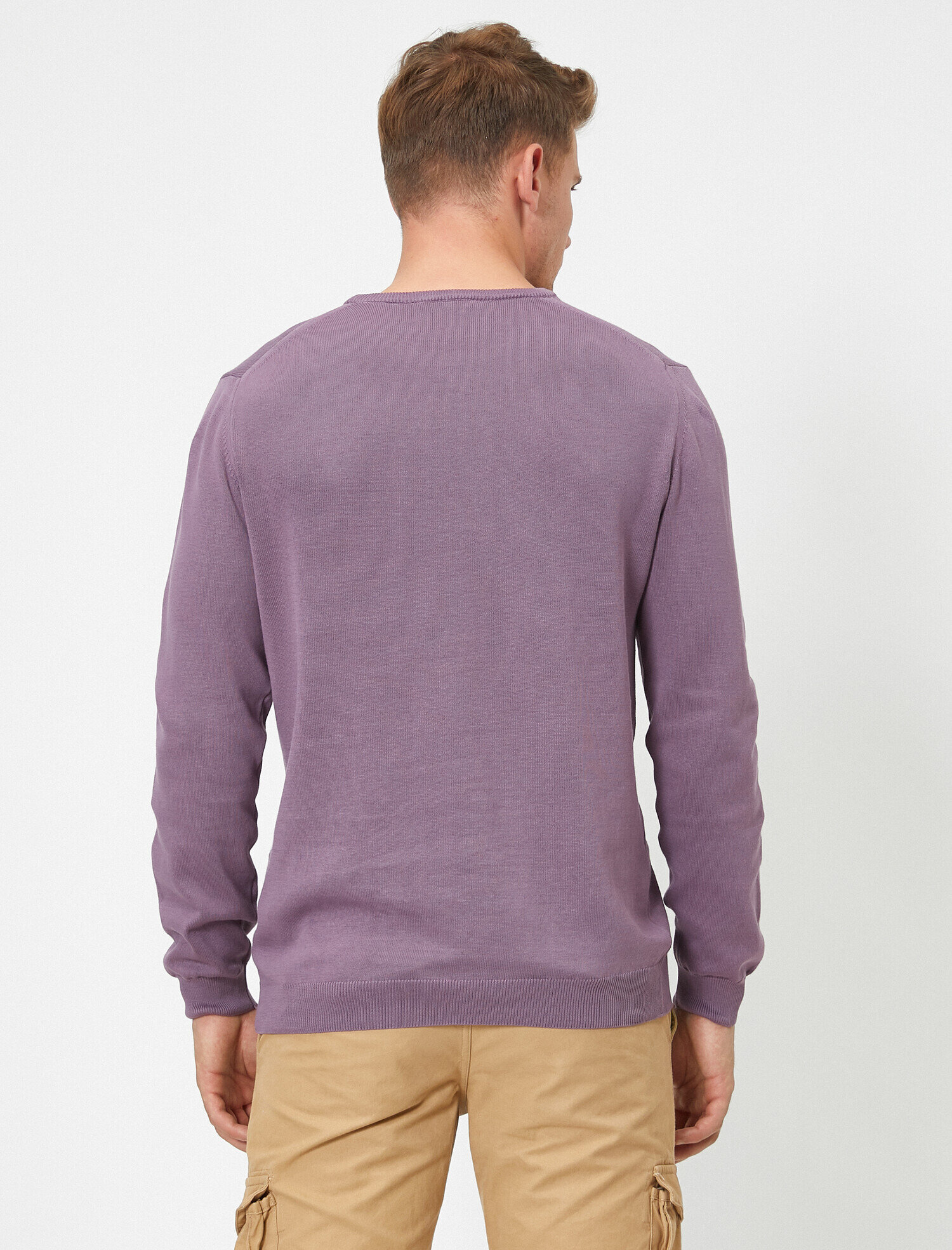   Basic Triko Kazak Bisiklet Yaka Uzun Kollu