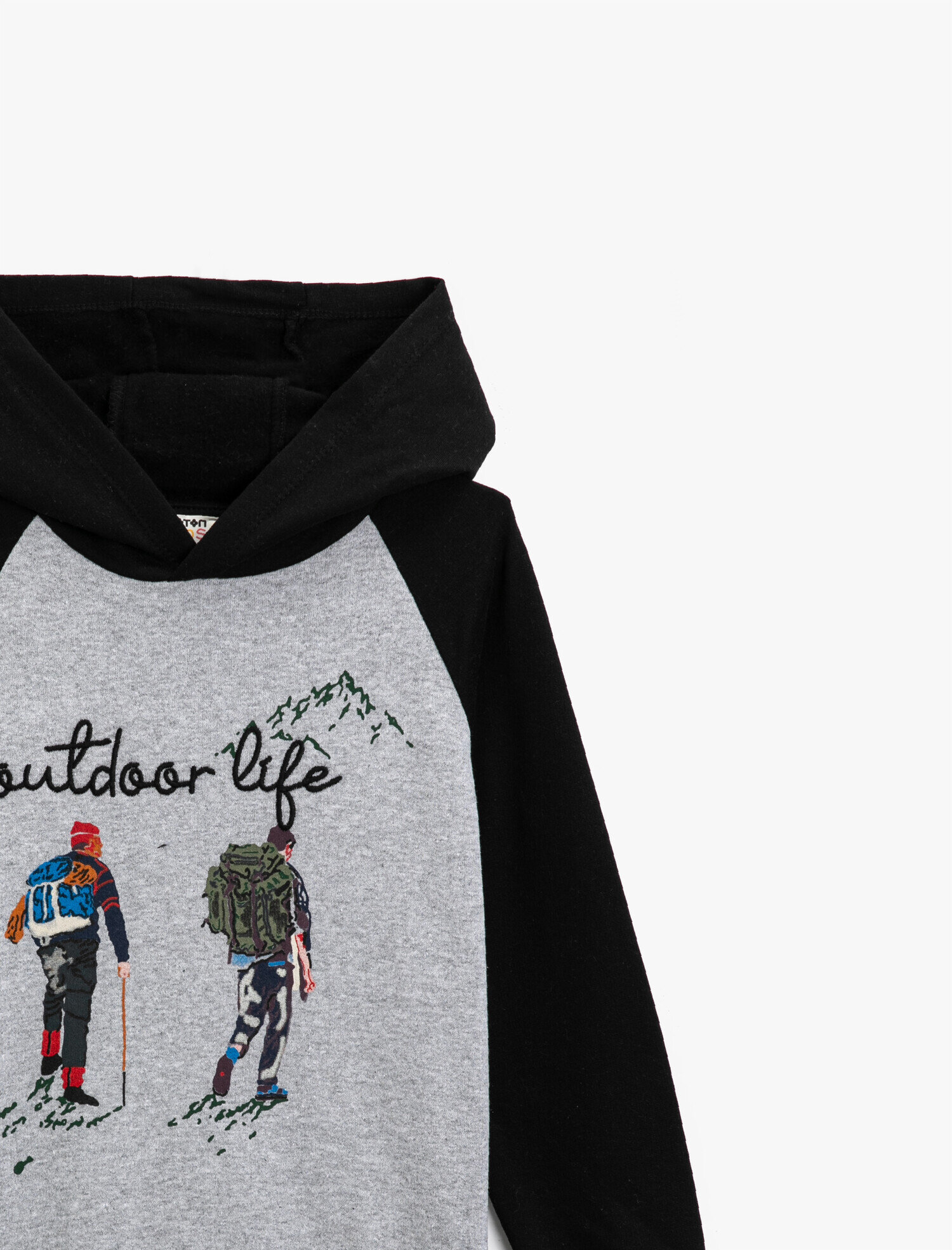  Erkek Çocuk Pamuklu Baskılı Uzun Kollu Kapüşonlu Sweatshirt