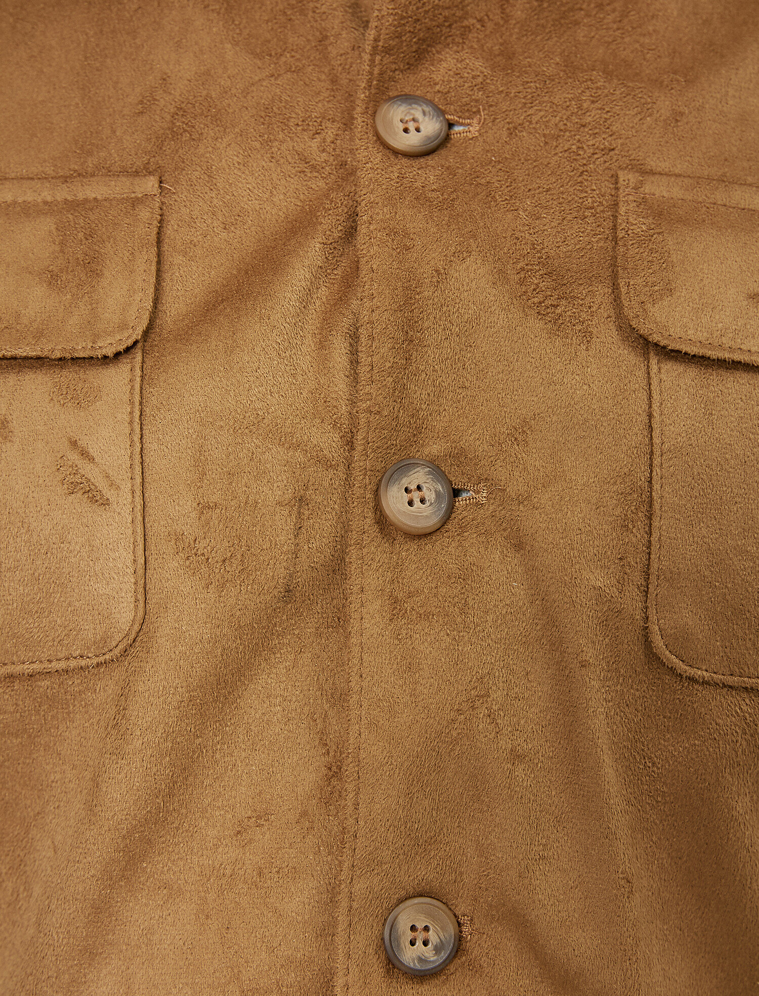 Süet Görünümlü Ceket Cep Detaylı Düğmeli