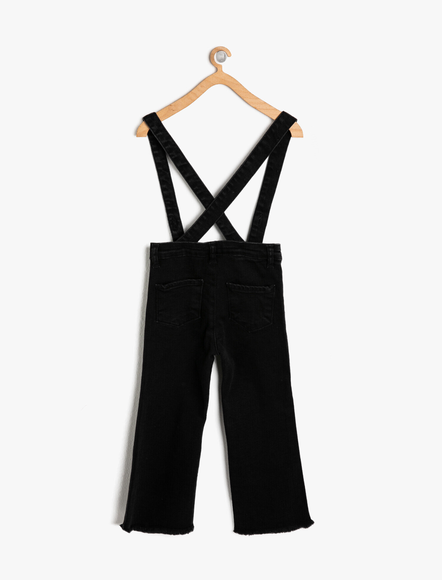  Kız Çocuk Kot Pantolon Askılı Pamuklu Bol Düz Paça - Boot Cut jean