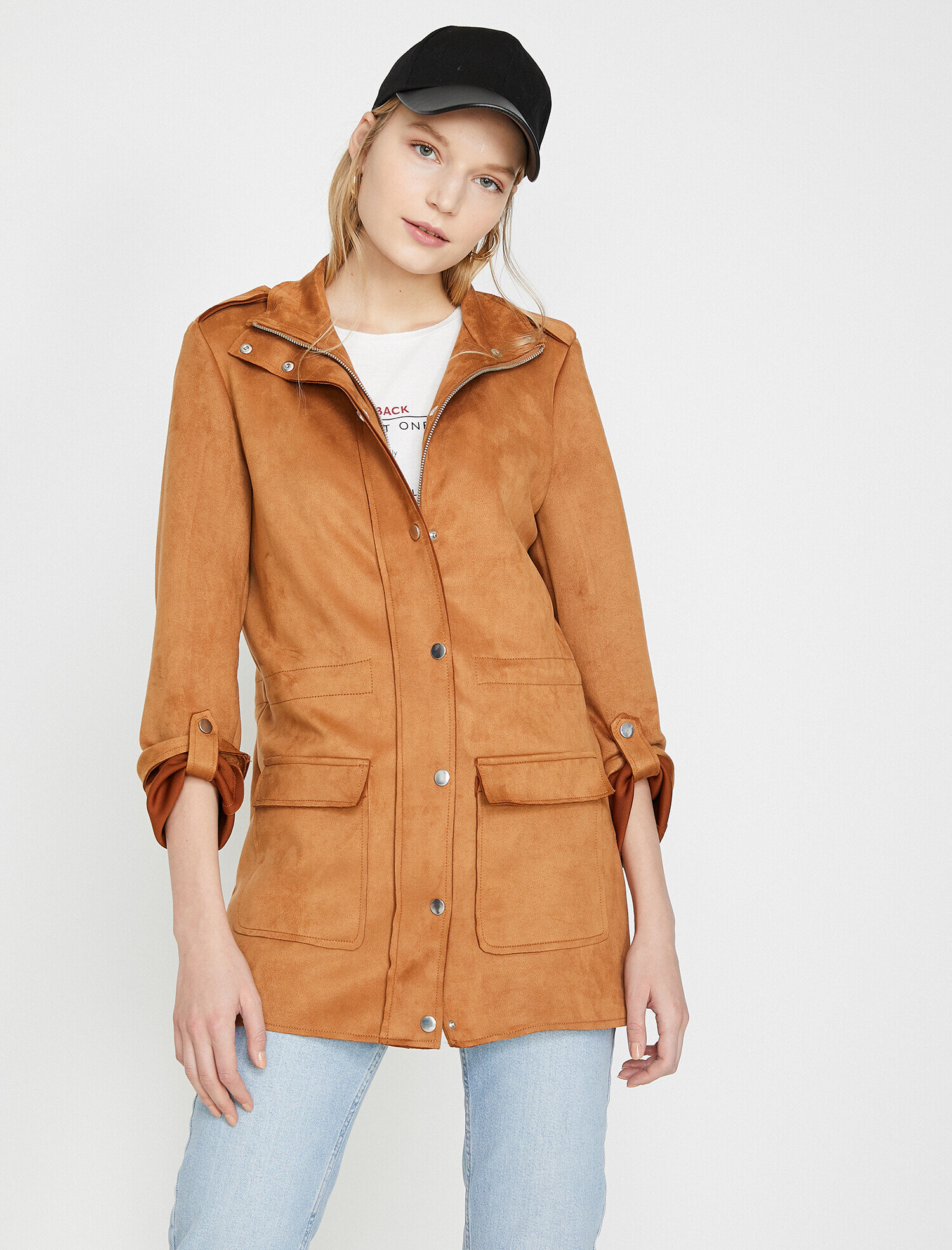 Süet Görünümlü Parka